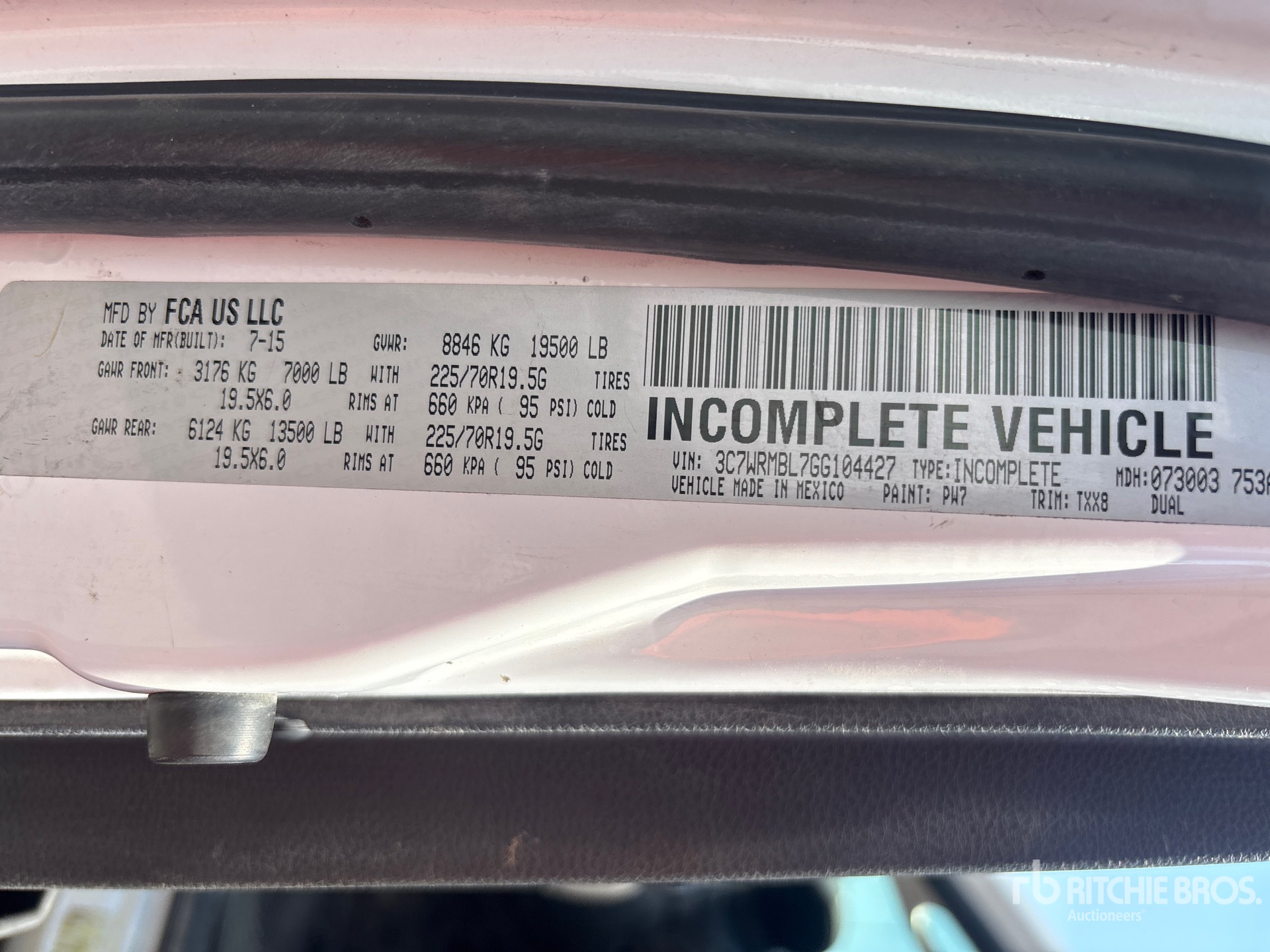 General Appearance with Serial Number / VIN