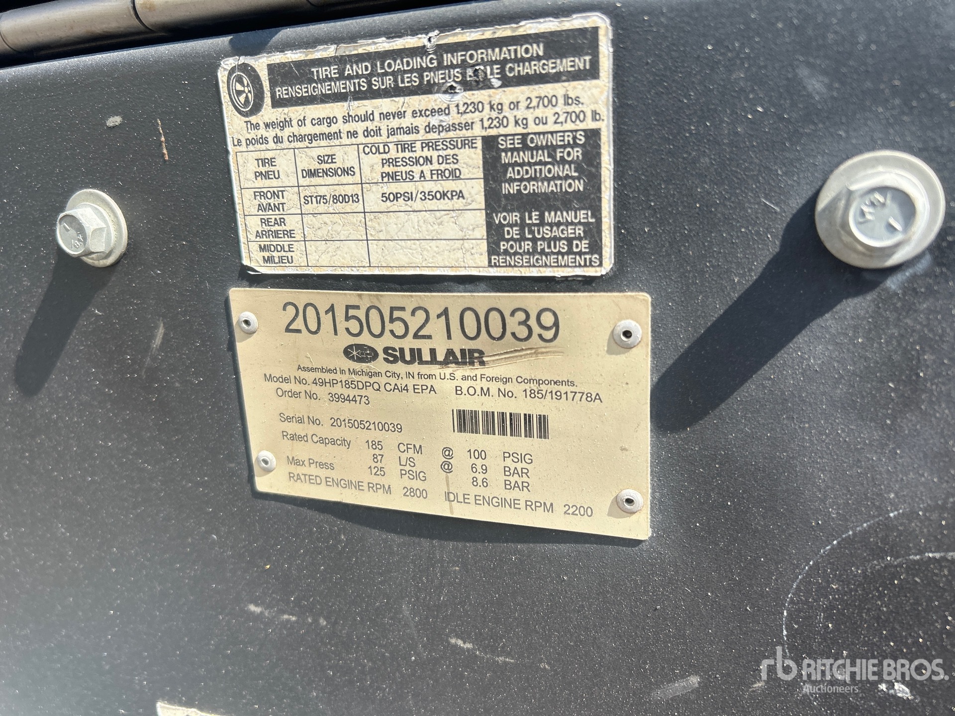 General Appearance with Serial Number / VIN