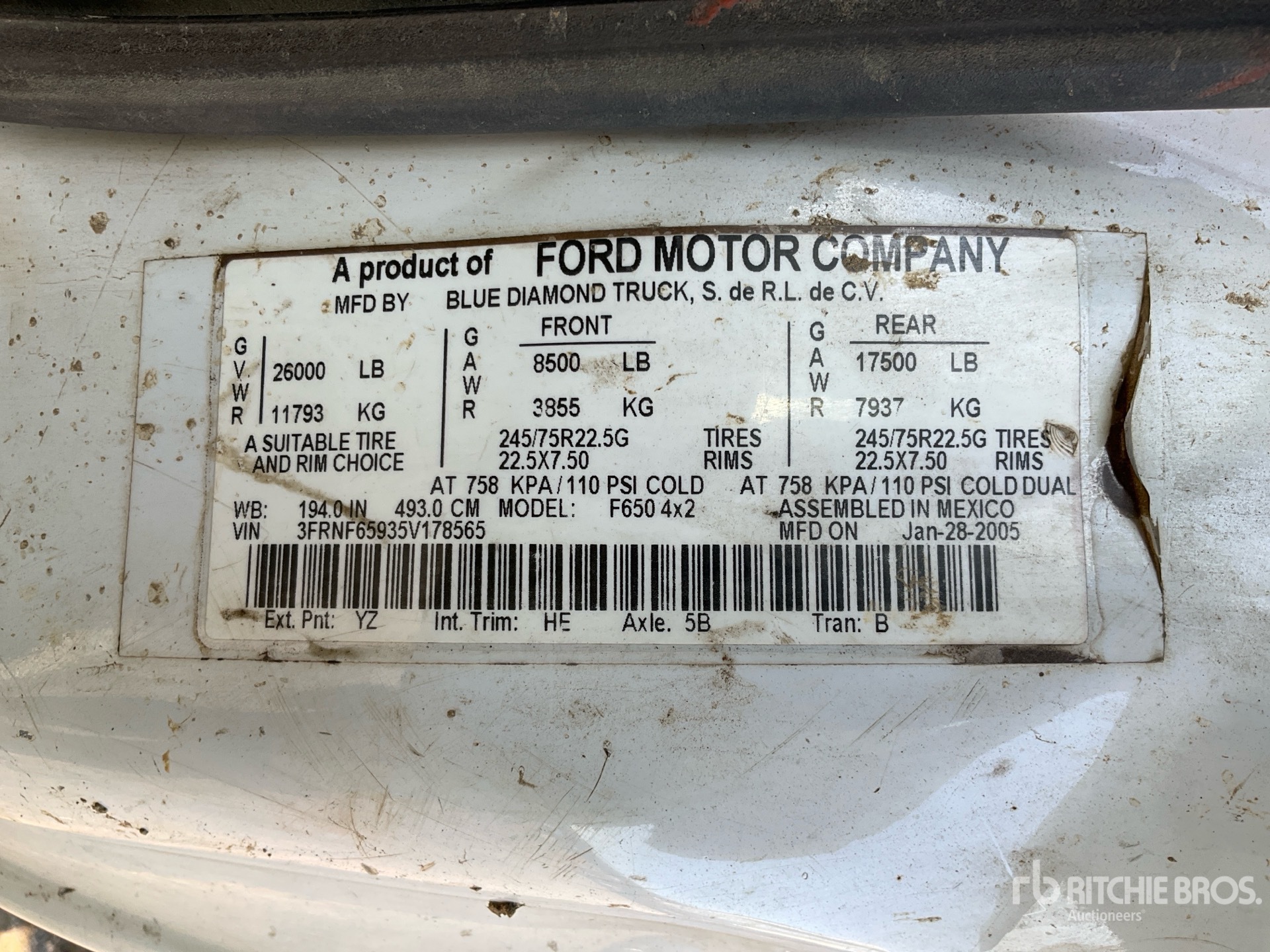General Appearance with Serial Number / VIN