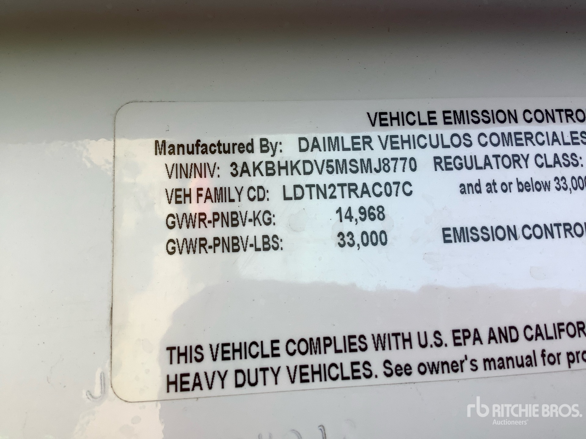 General Appearance with Serial Number / VIN