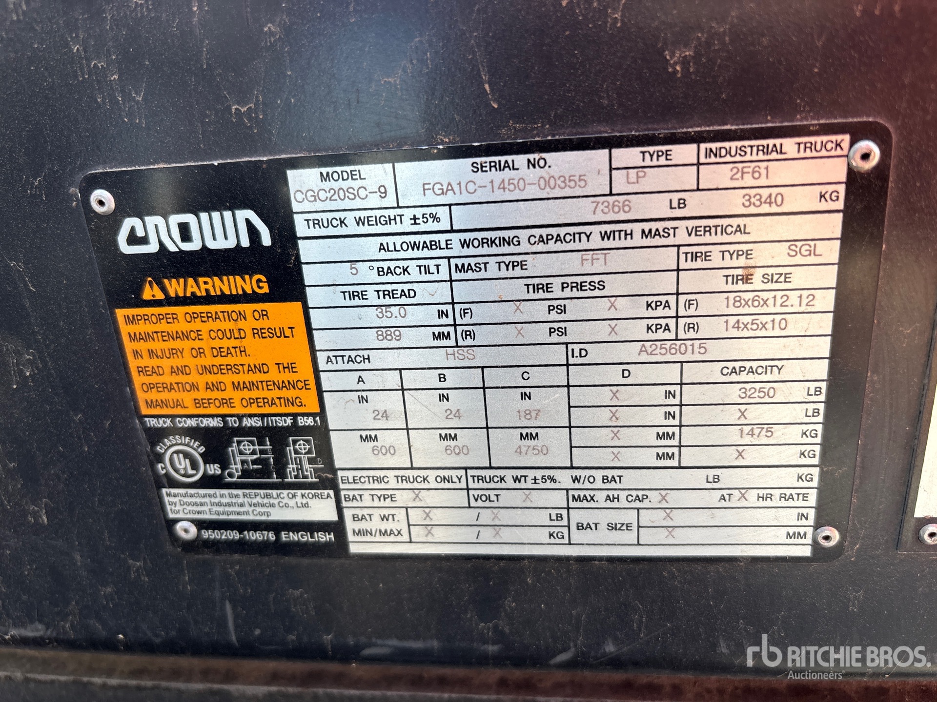 General Appearance with Serial Number / VIN