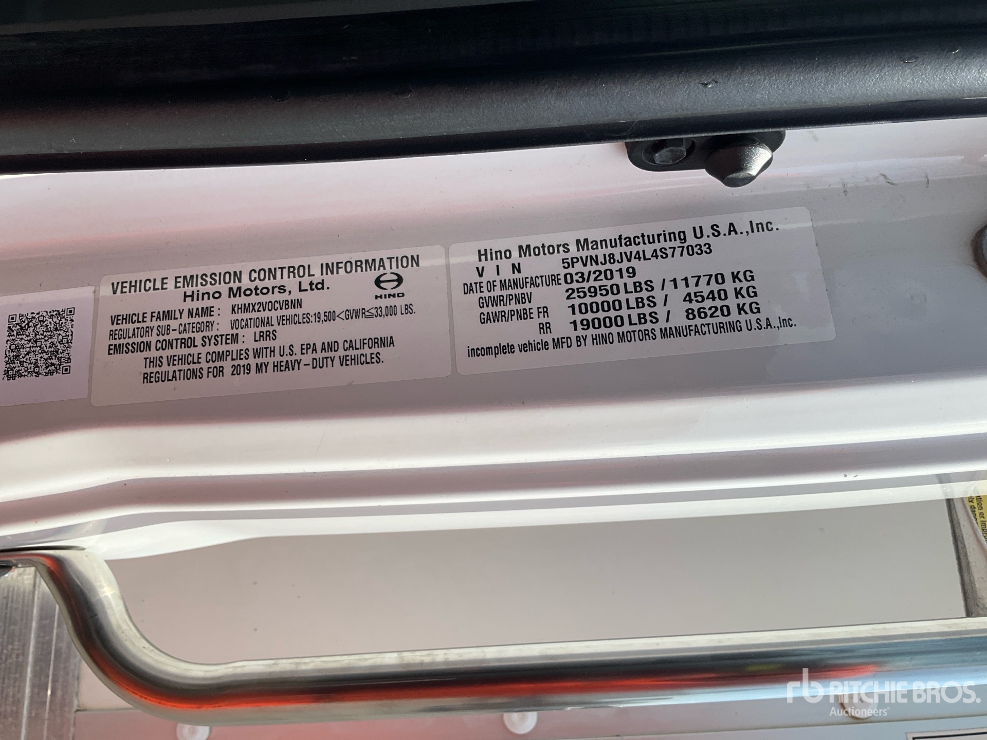 General Appearance with Serial Number / VIN