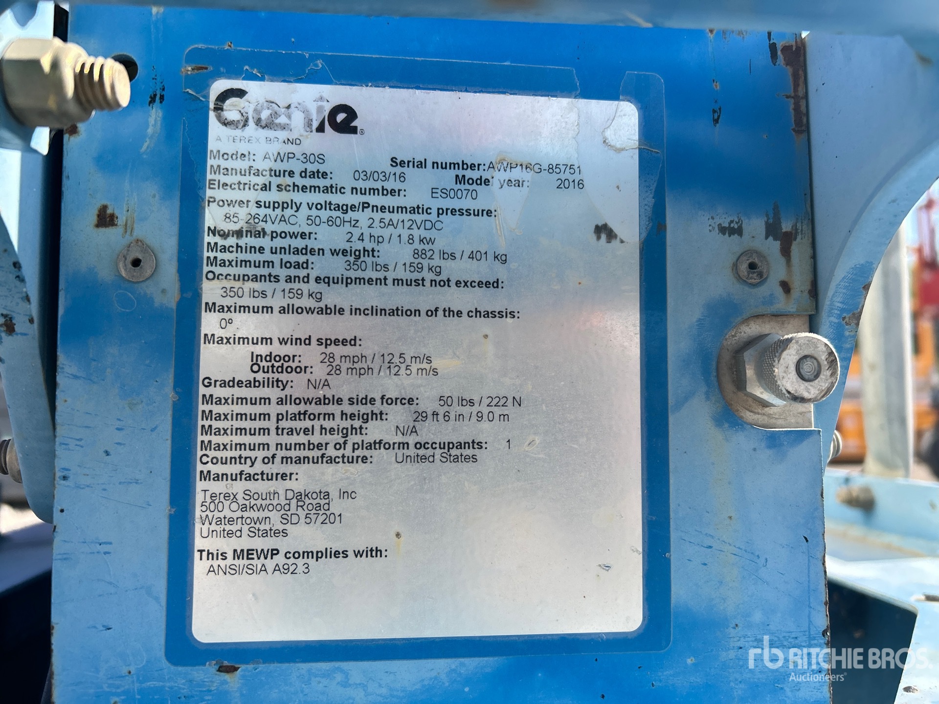 General Appearance with Serial Number / VIN