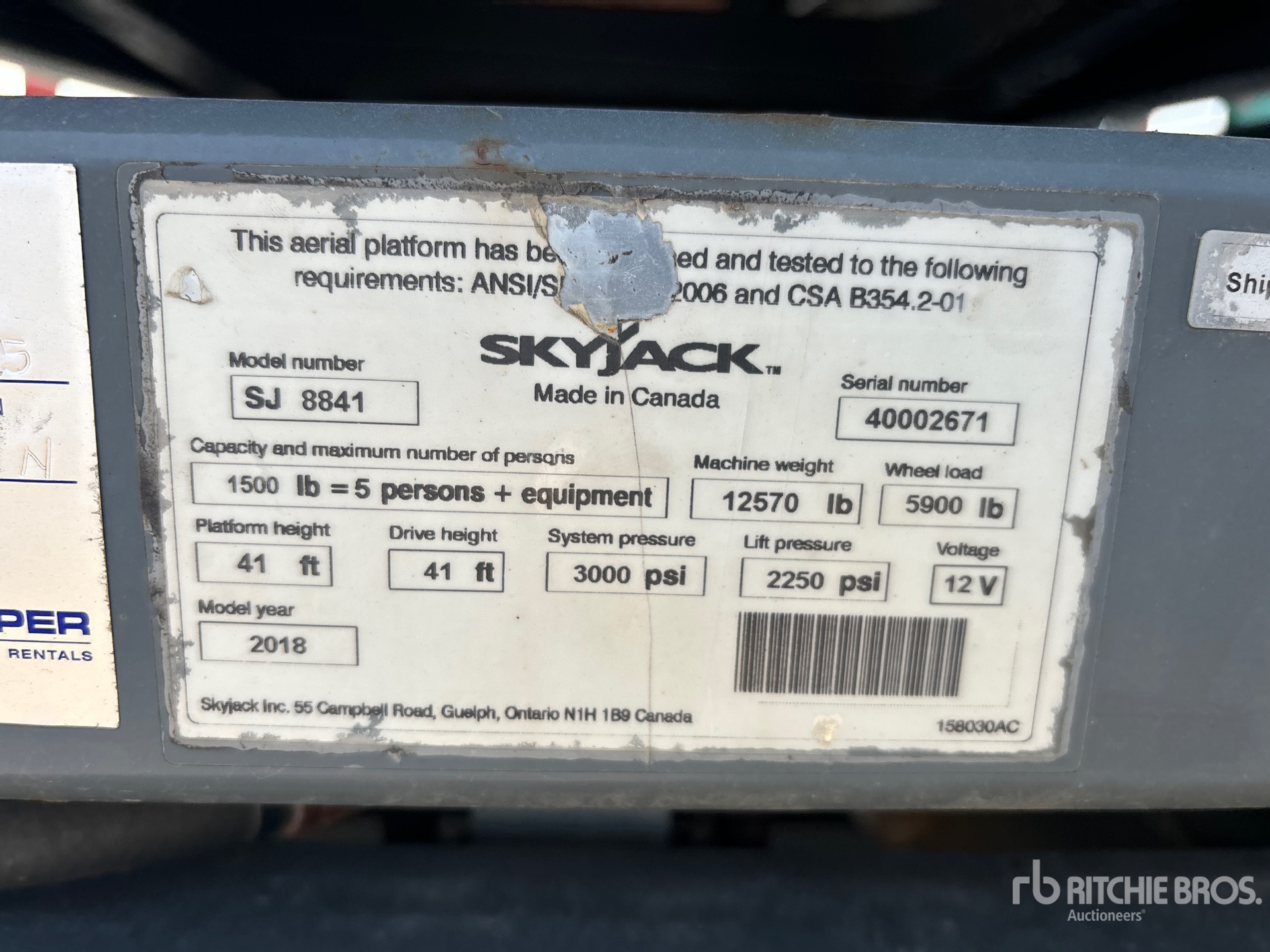 General Appearance with Serial Number / VIN