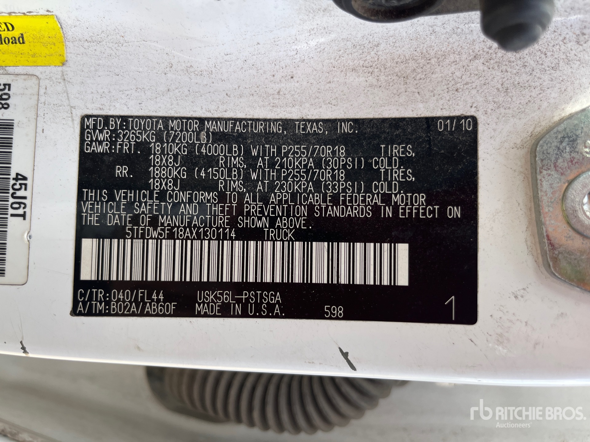 General Appearance with Serial Number / VIN