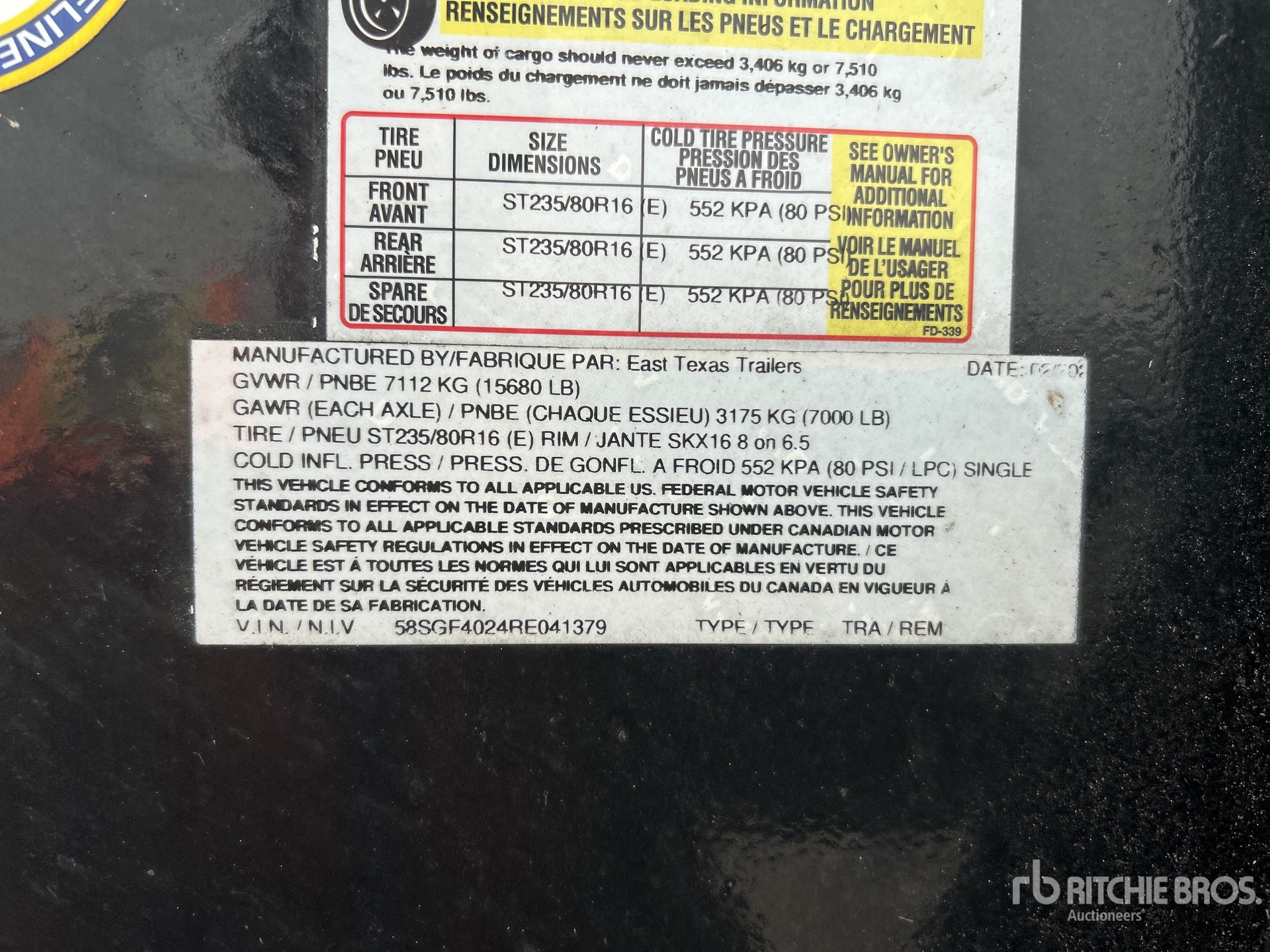 General Appearance with Serial Number / VIN