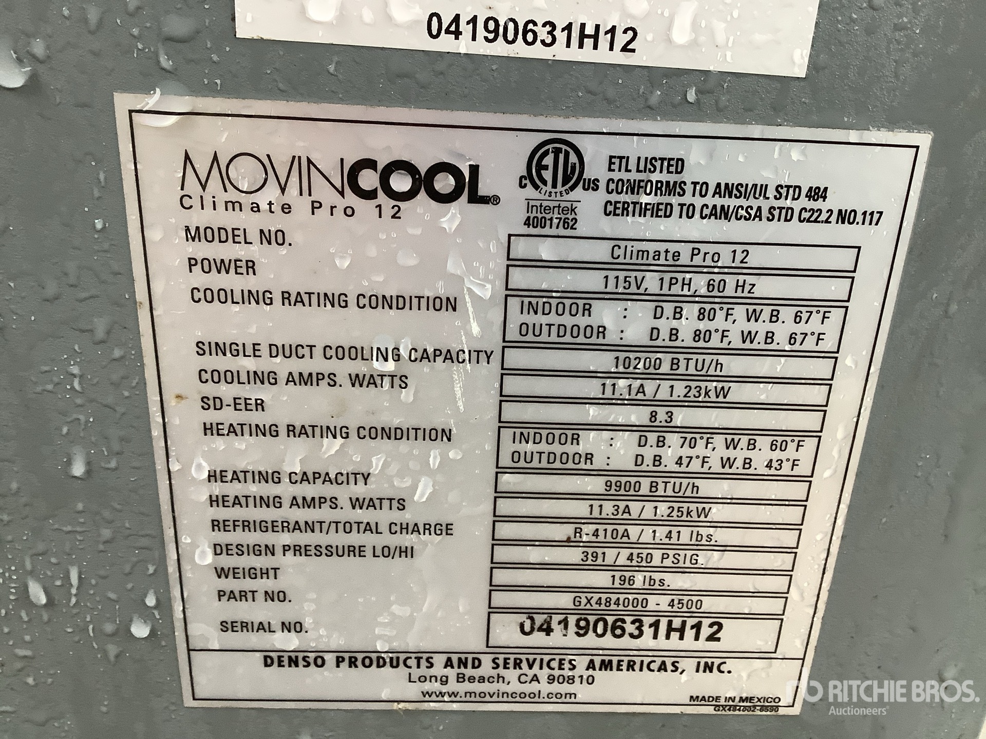General Appearance with Serial Number / VIN
