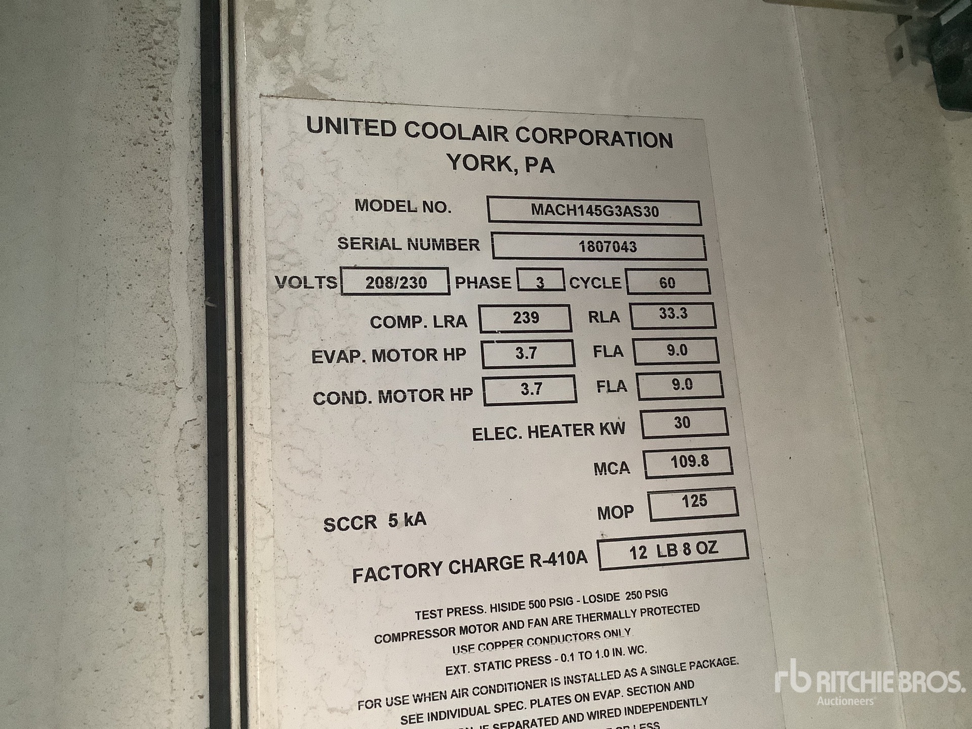 General Appearance with Serial Number / VIN