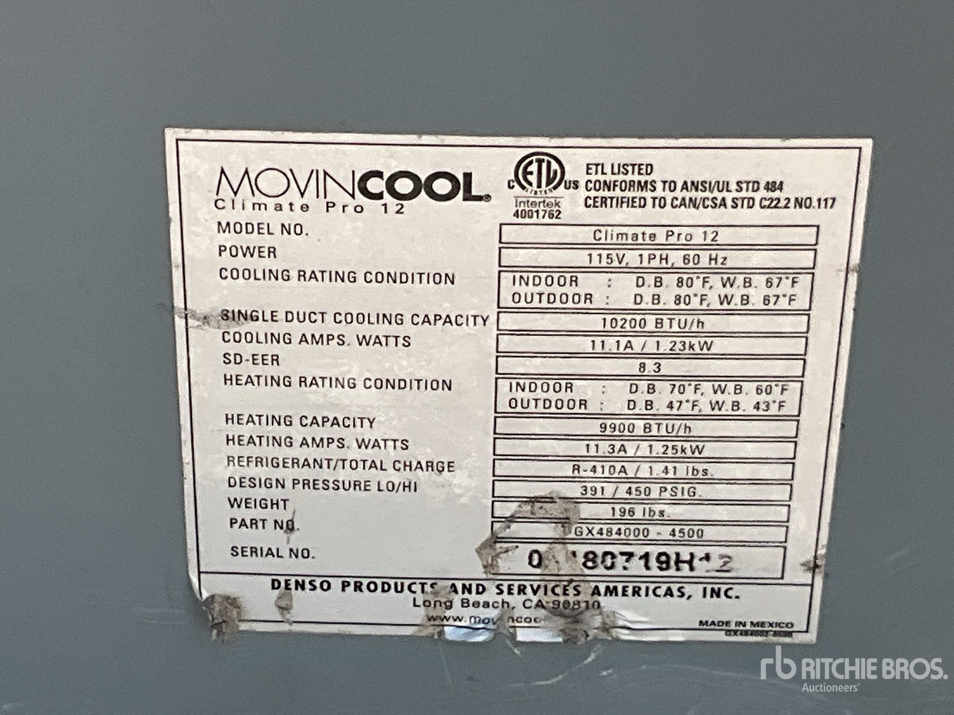 General Appearance with Serial Number / VIN