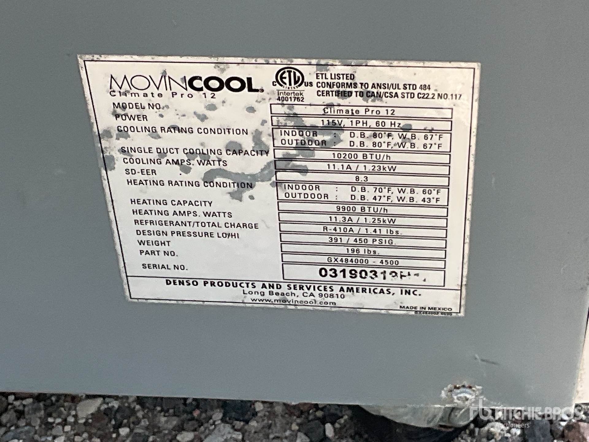 General Appearance with Serial Number / VIN