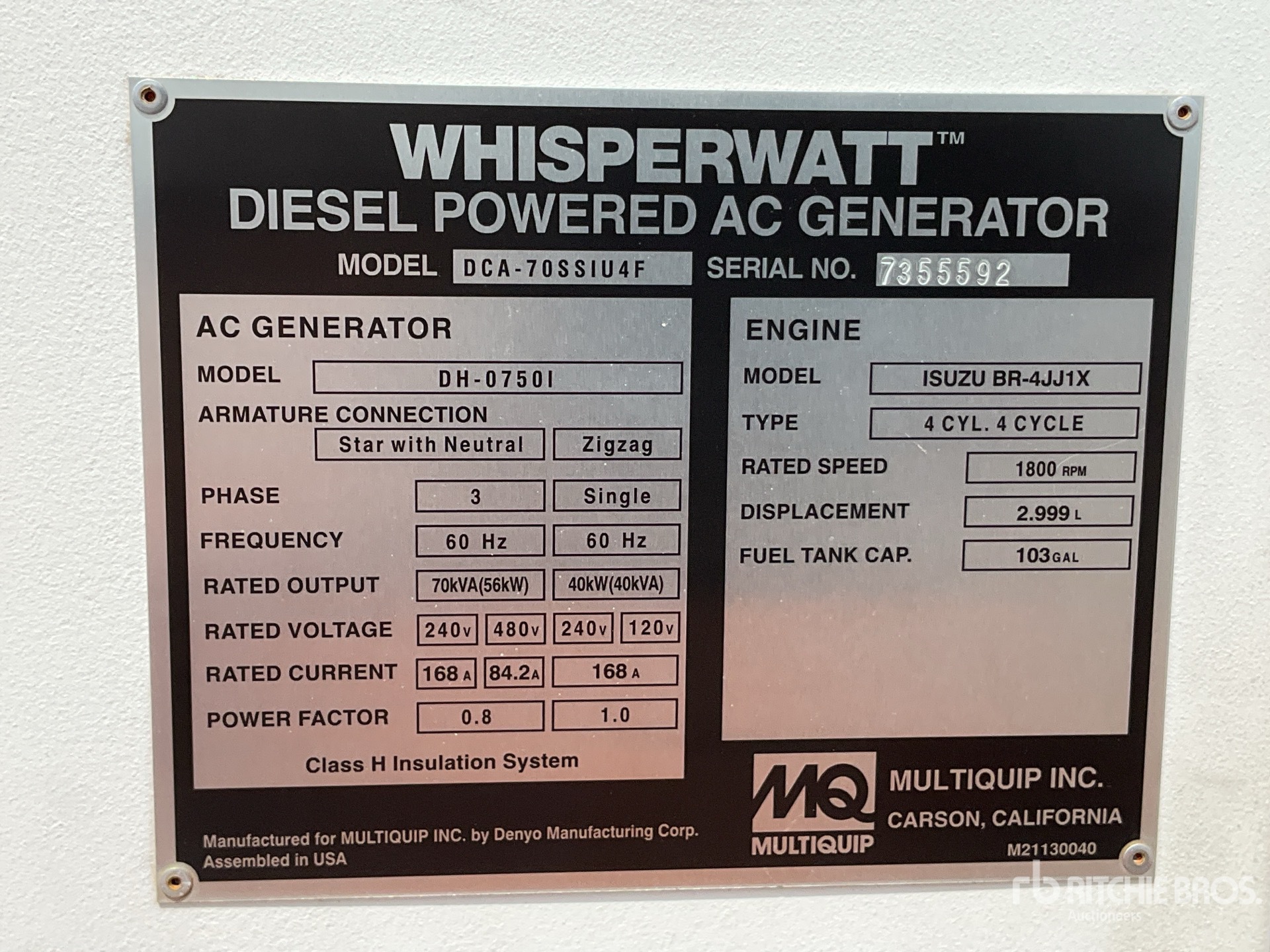 General Appearance with Serial Number / VIN