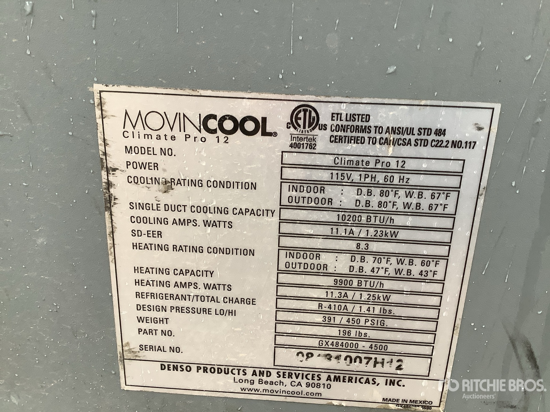 General Appearance with Serial Number / VIN