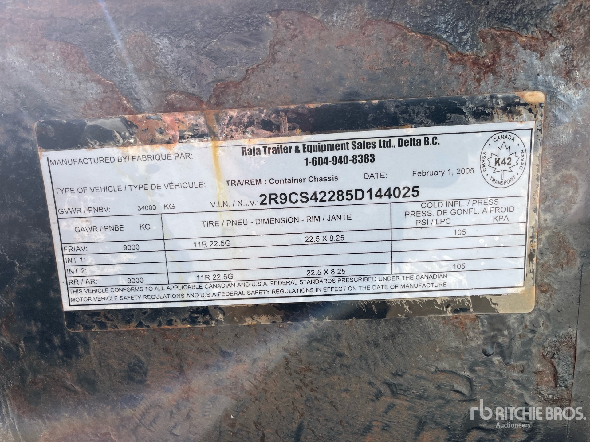 General Appearance with Serial Number / VIN