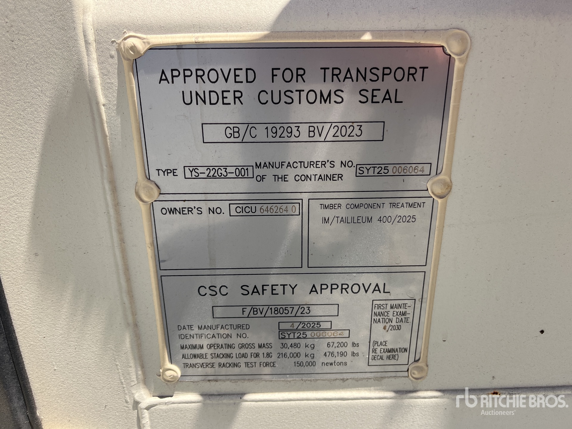 General Appearance with Serial Number / VIN