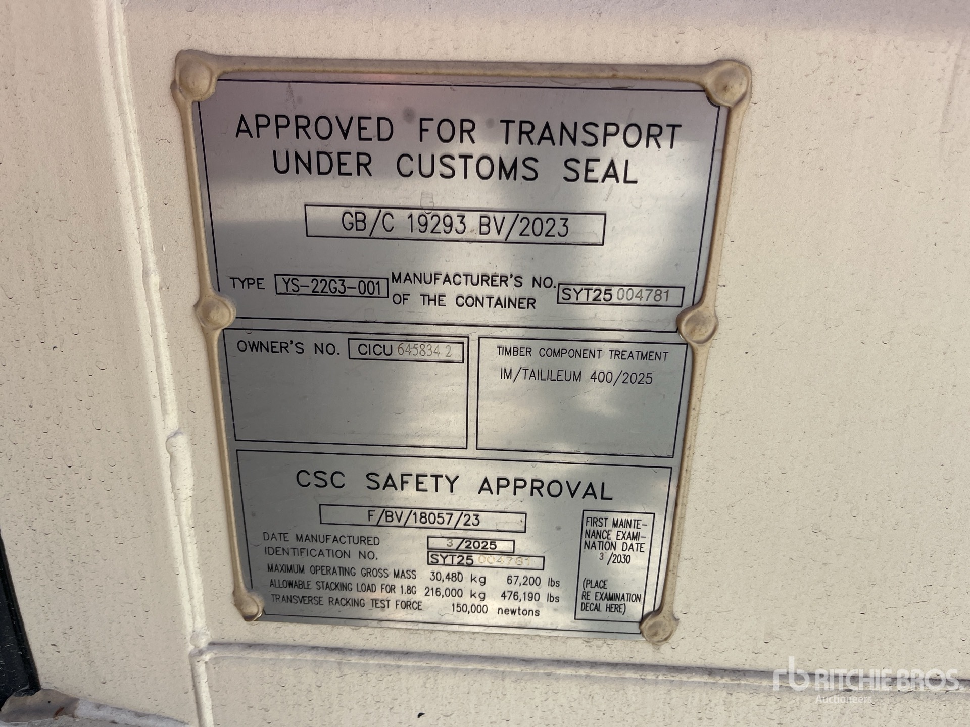 General Appearance with Serial Number / VIN