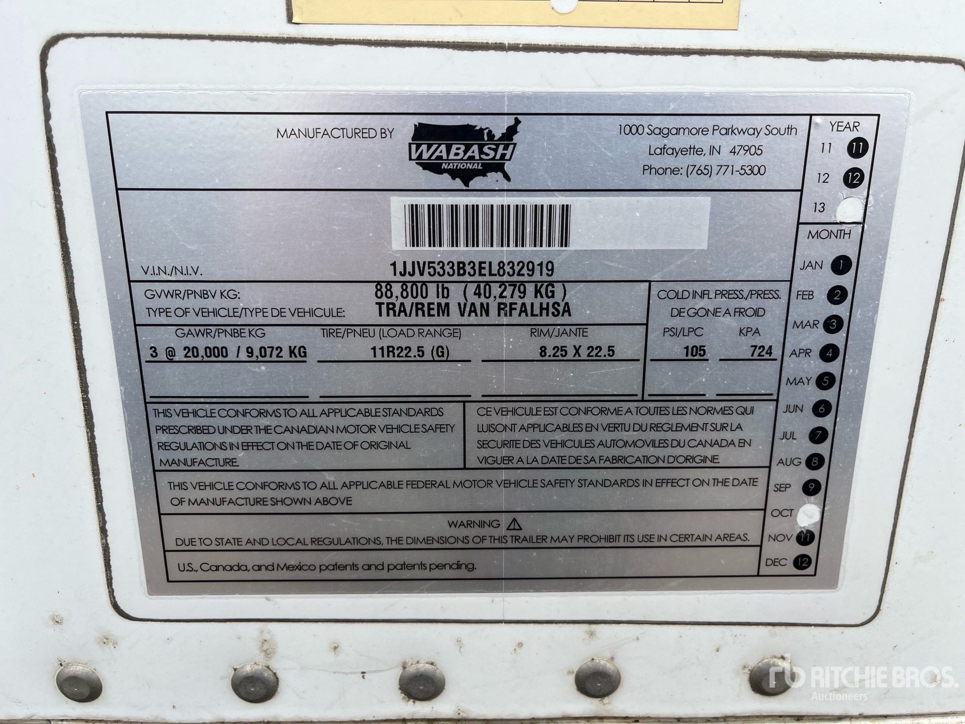 General Appearance with Serial Number / VIN