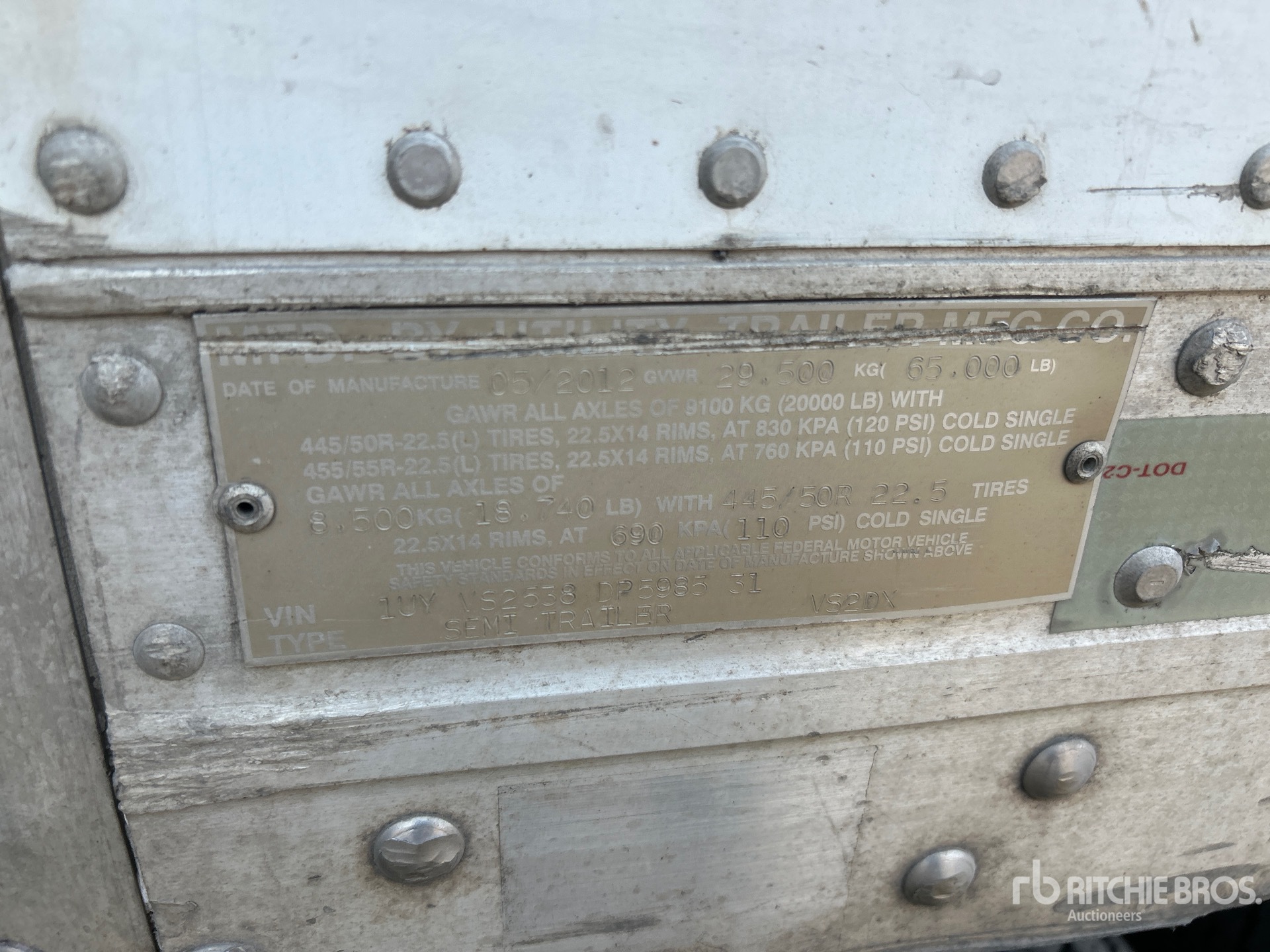 General Appearance with Serial Number / VIN