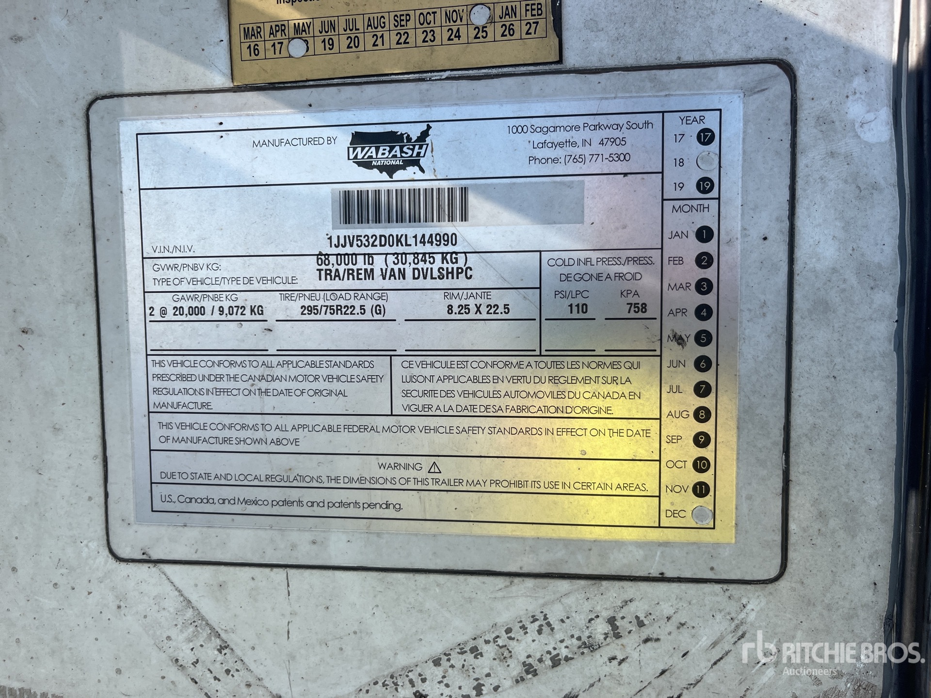 General Appearance with Serial Number / VIN