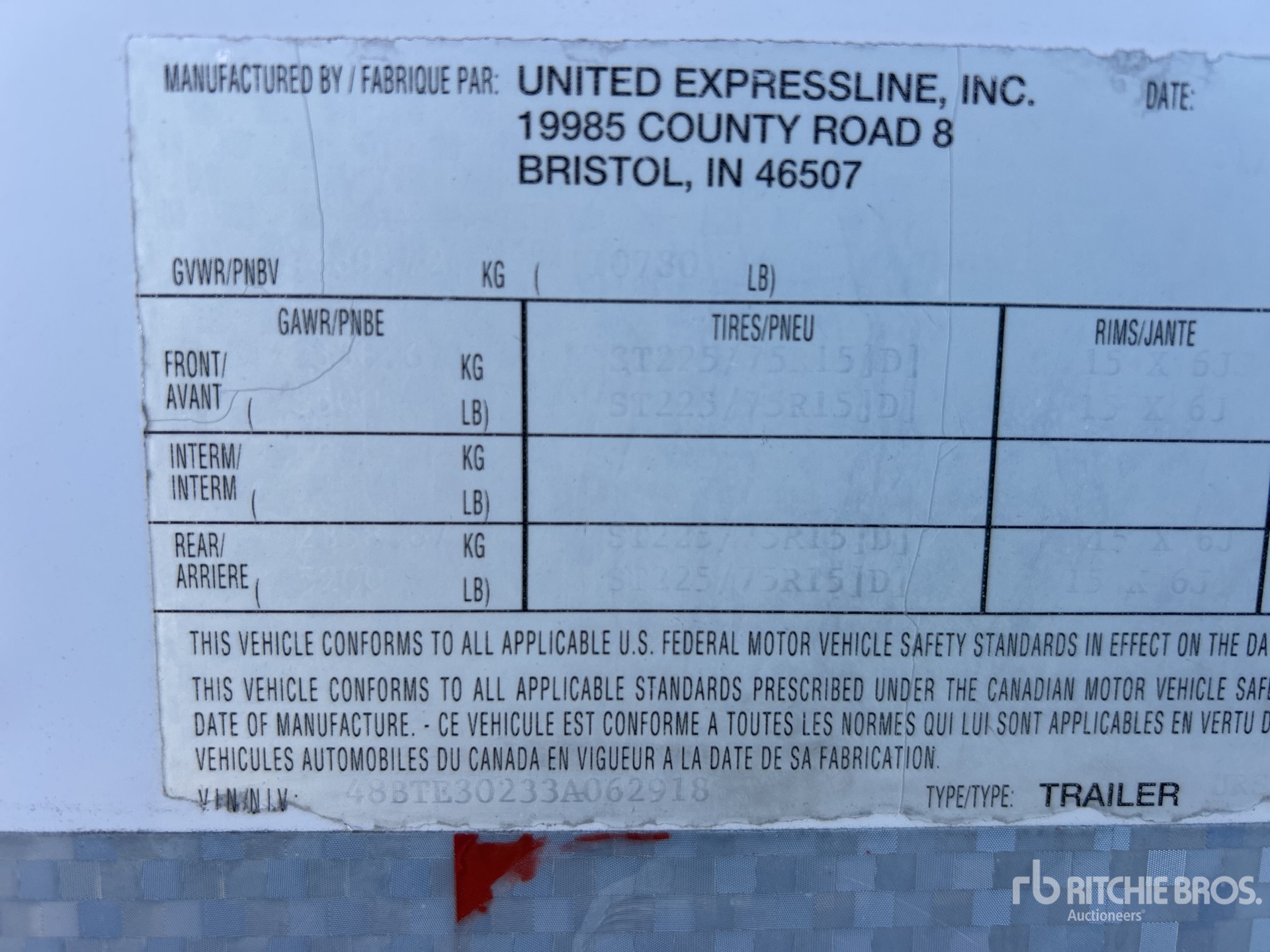General Appearance with Serial Number / VIN