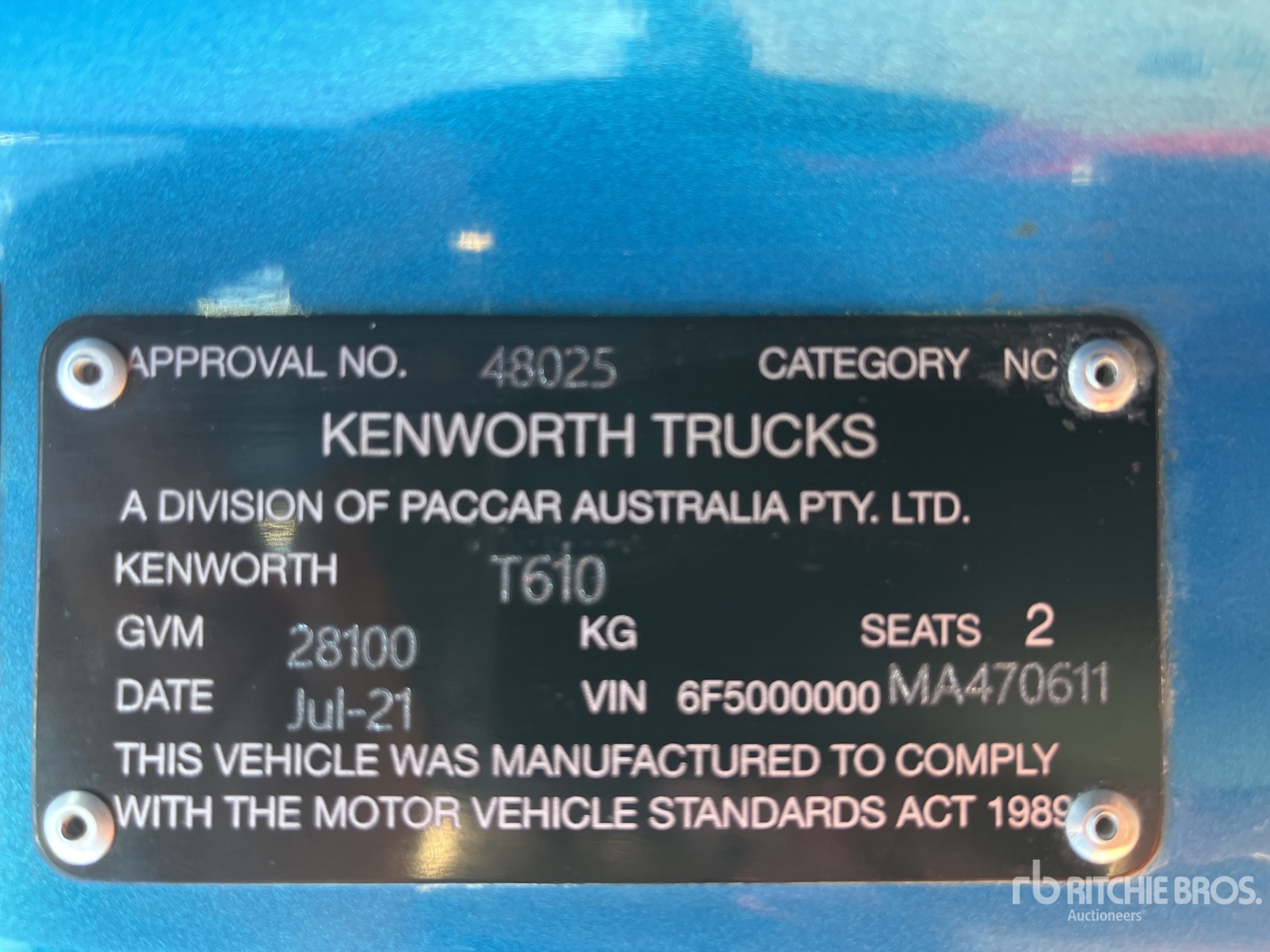 General Appearance with Serial Number / VIN