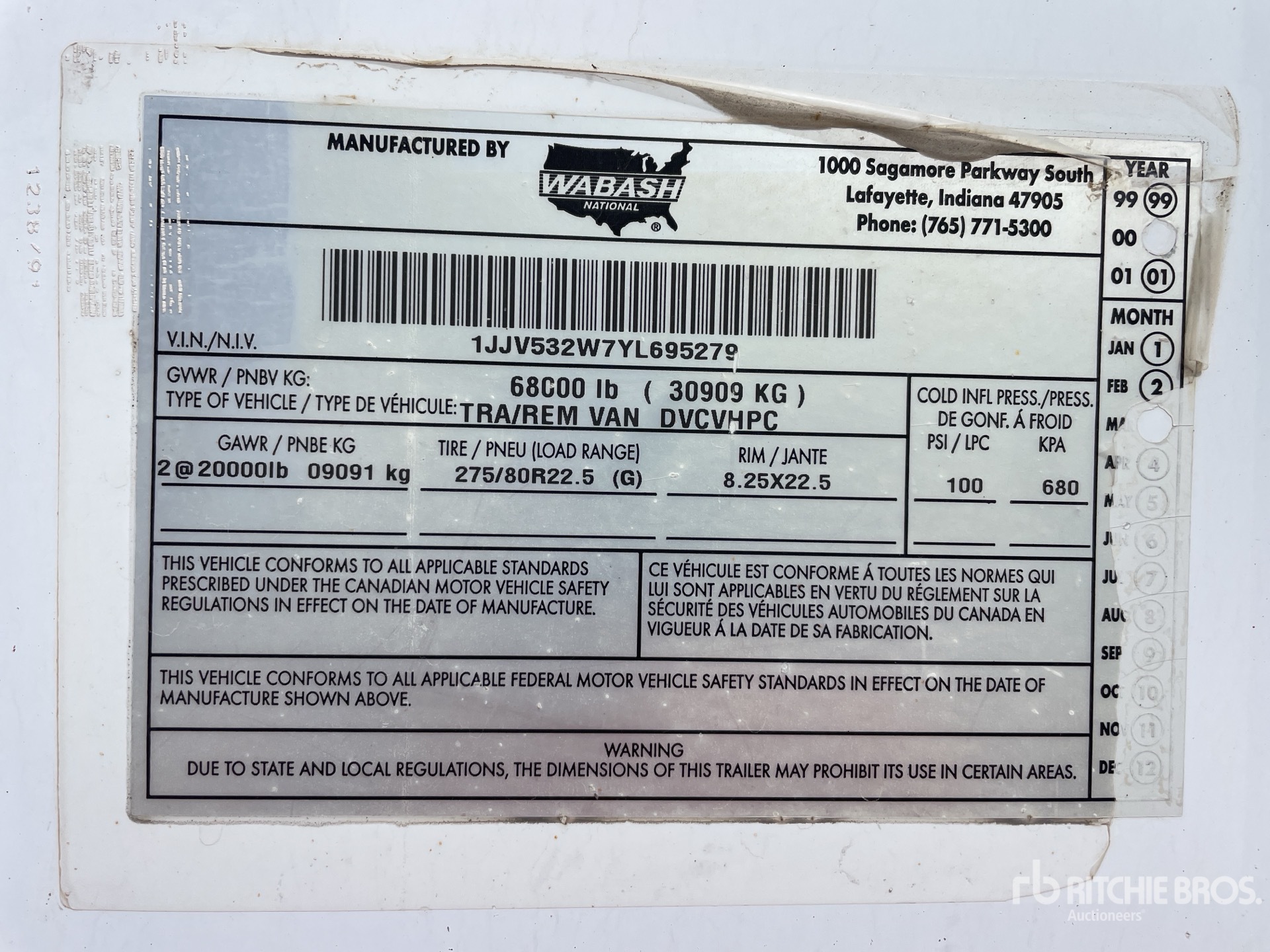 General Appearance with Serial Number / VIN