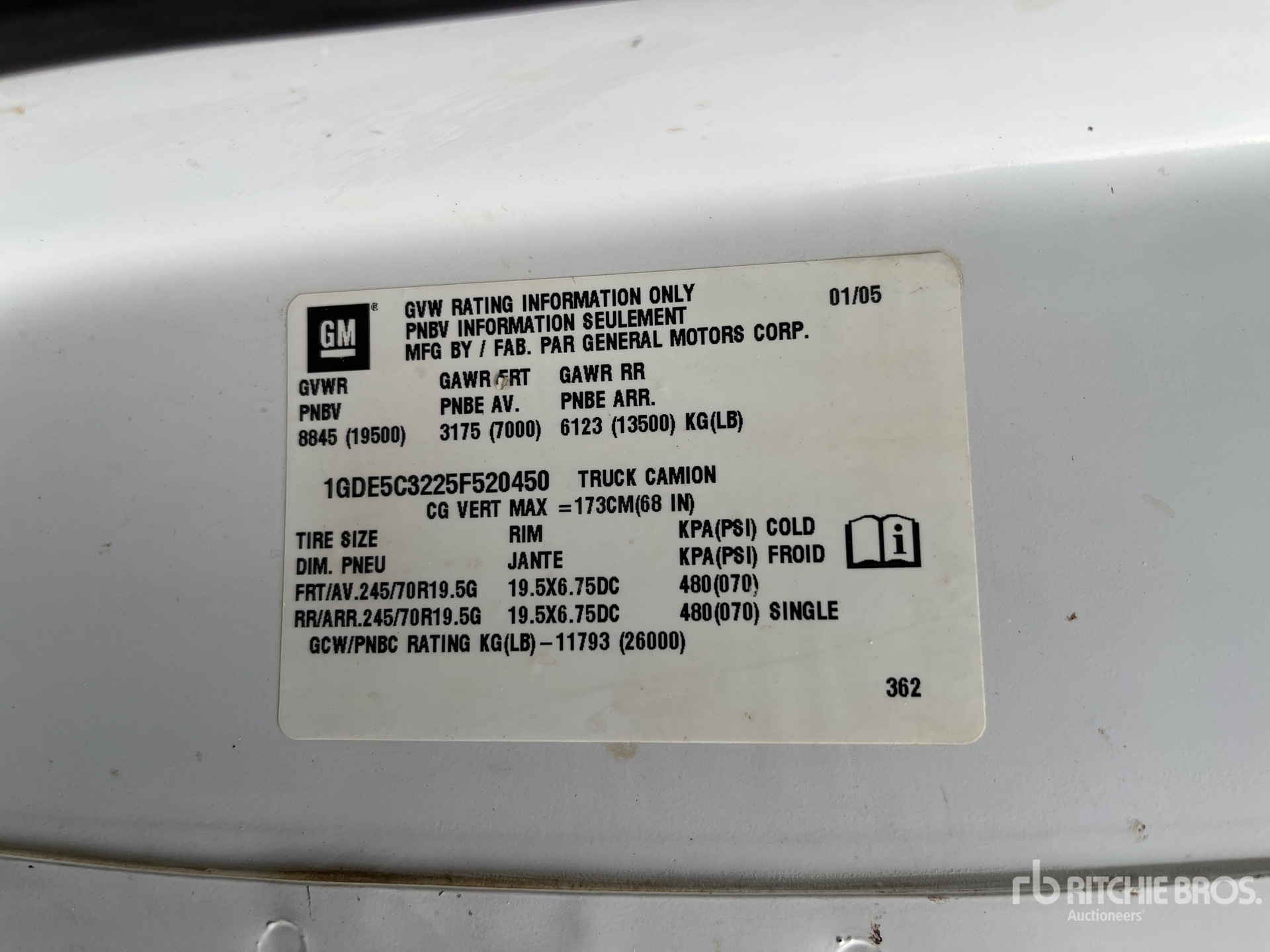 General Appearance with Serial Number / VIN