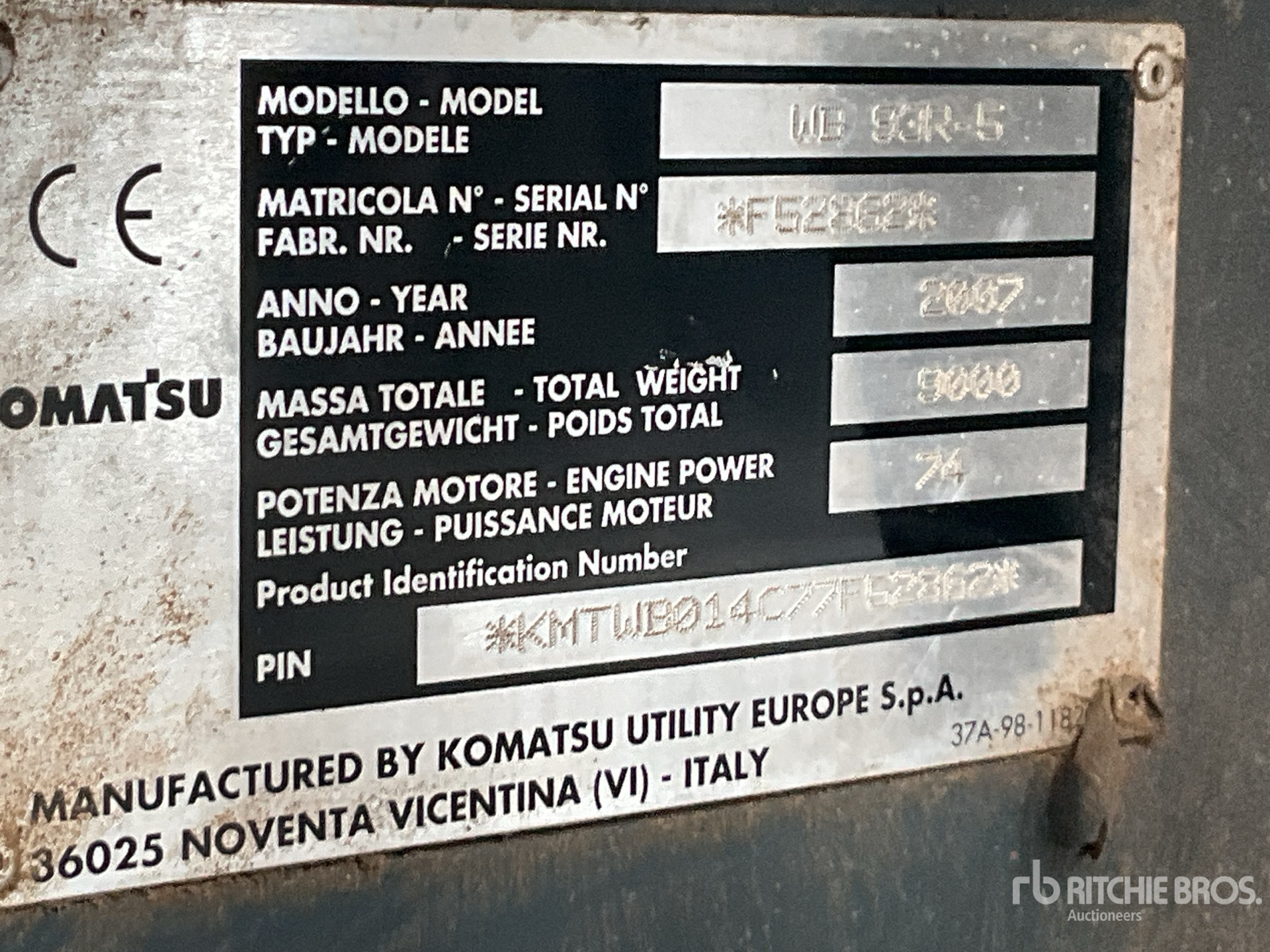General Appearance with Serial Number / VIN