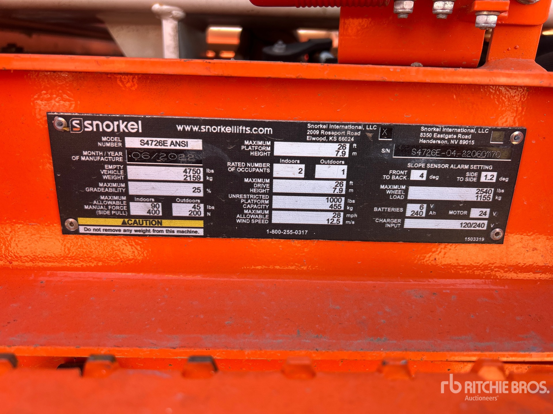 General Appearance with Serial Number / VIN
