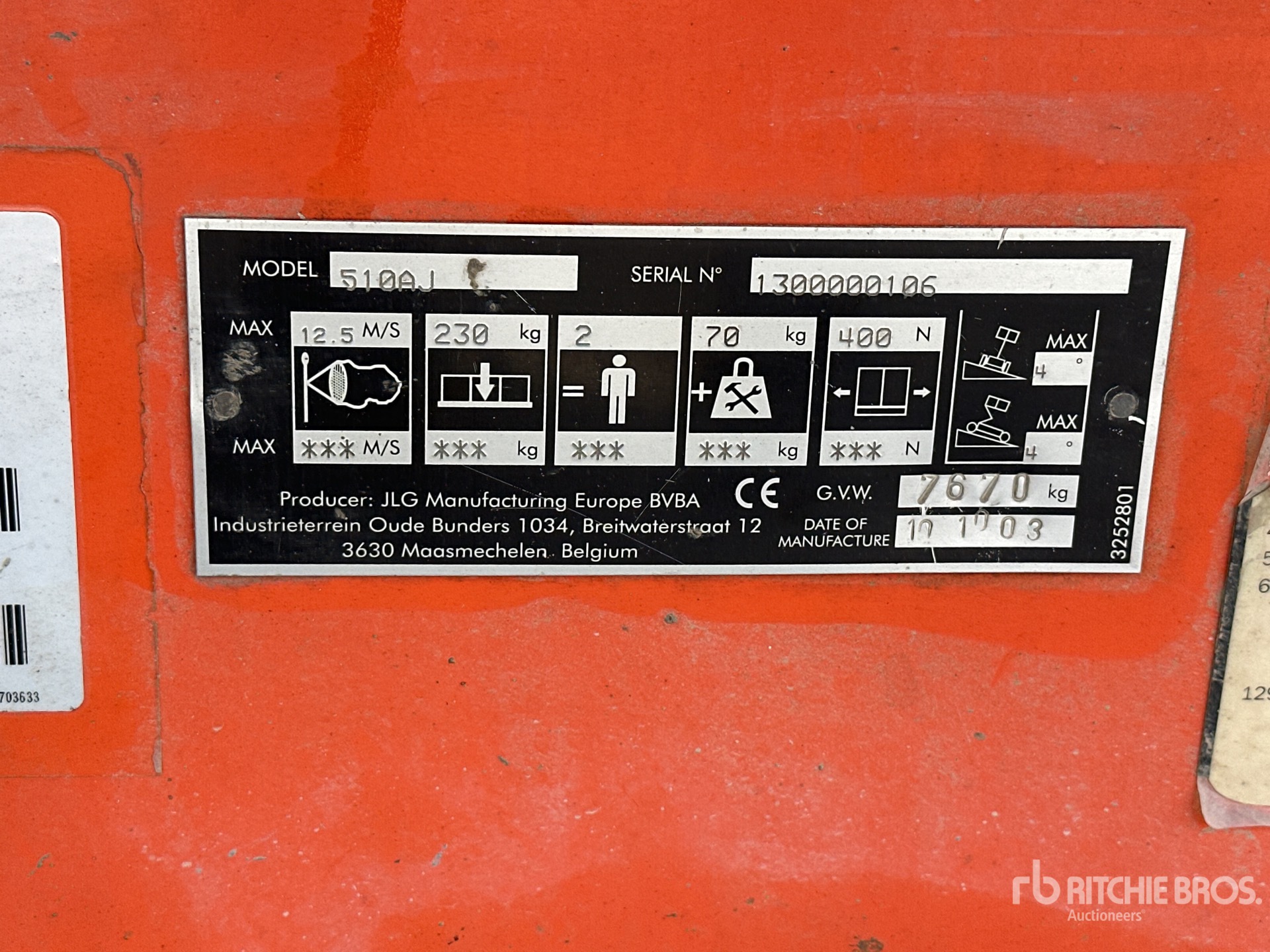 General Appearance with Serial Number / VIN