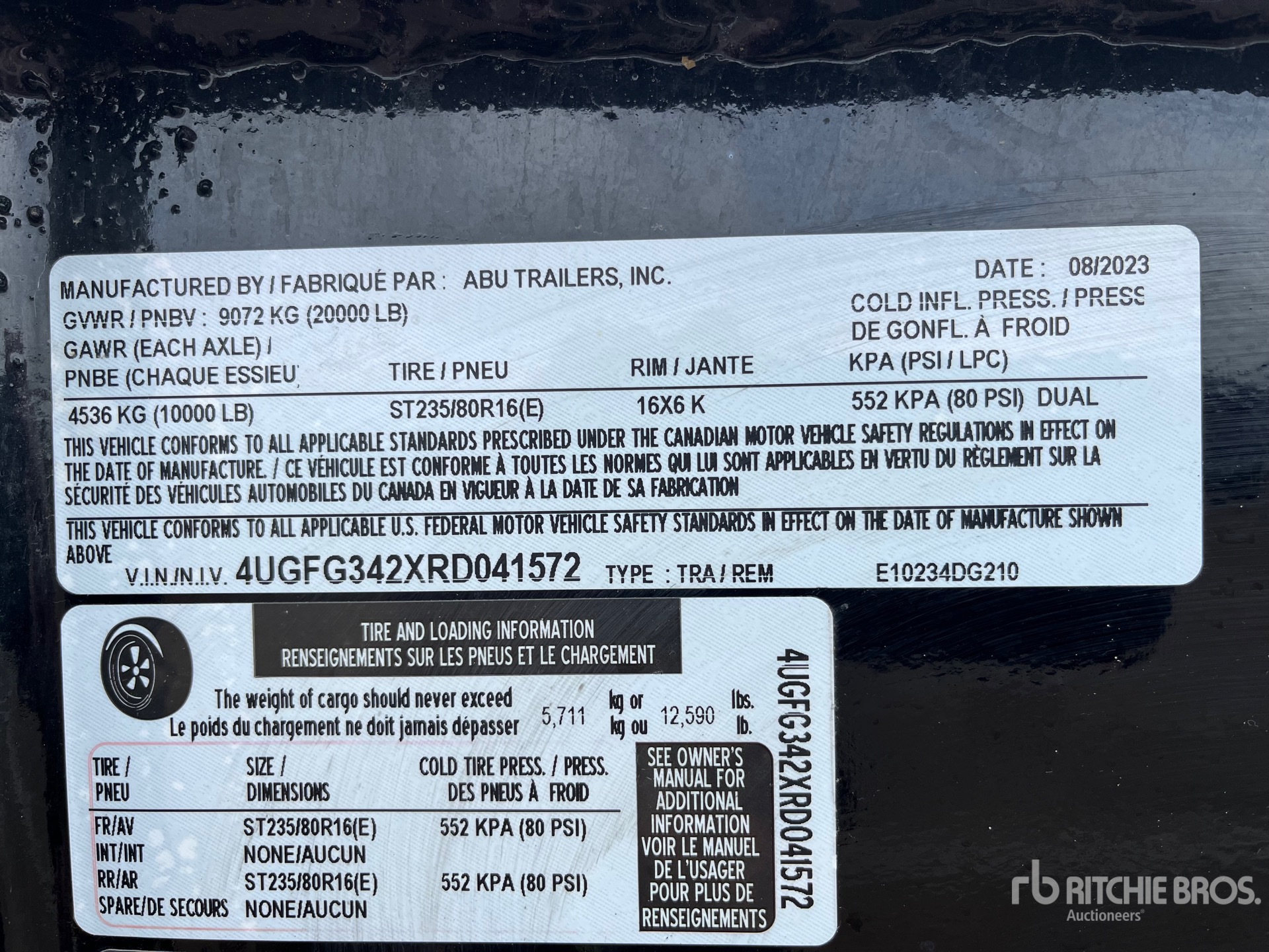 General Appearance with Serial Number / VIN