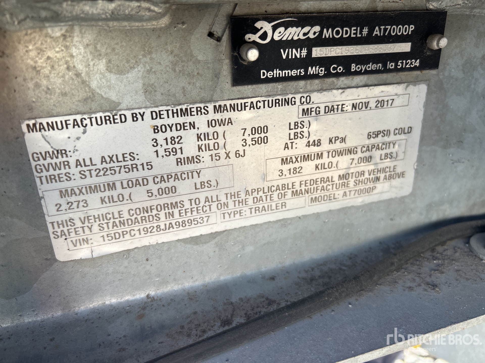 General Appearance with Serial Number / VIN