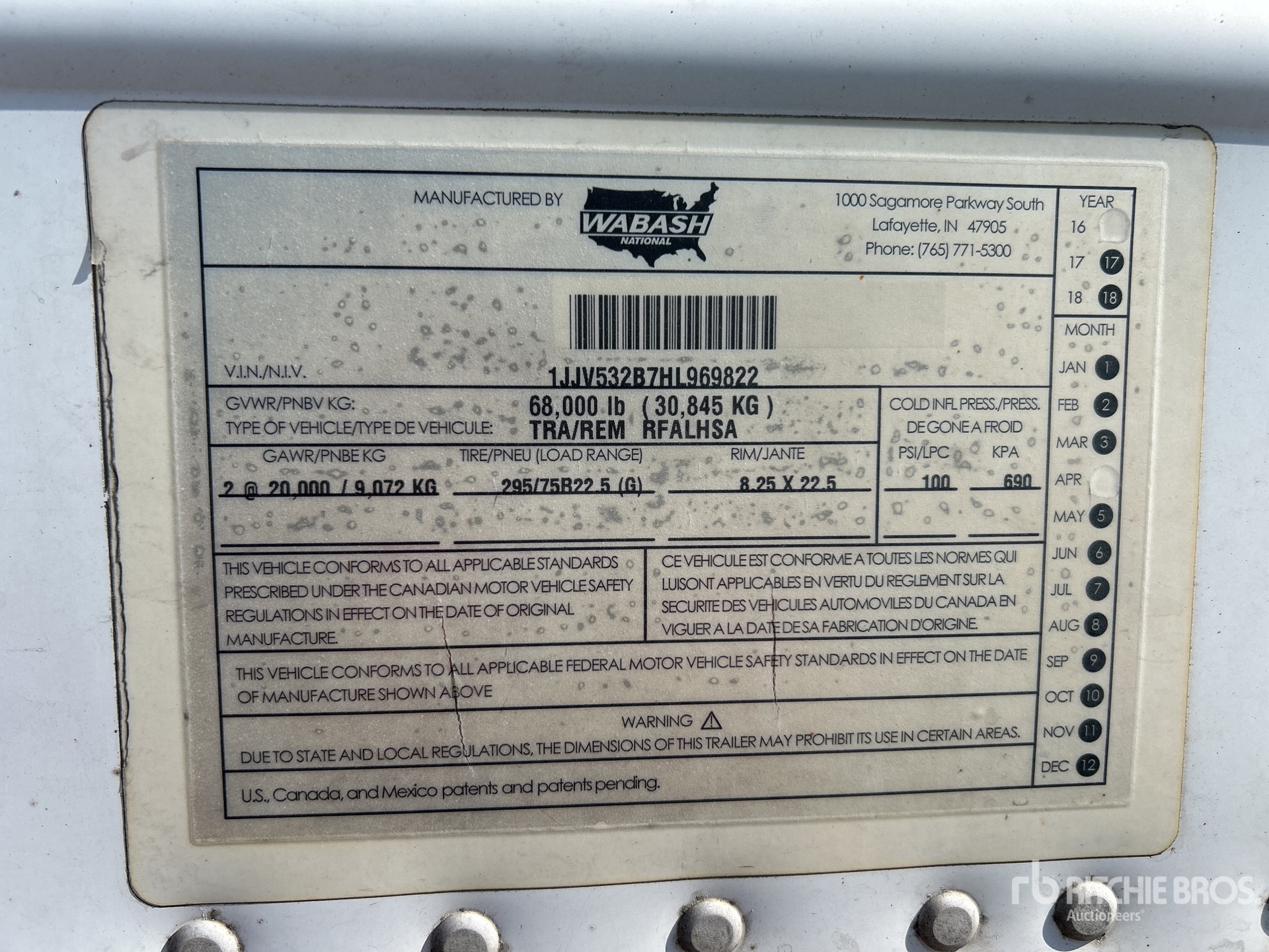 General Appearance with Serial Number / VIN