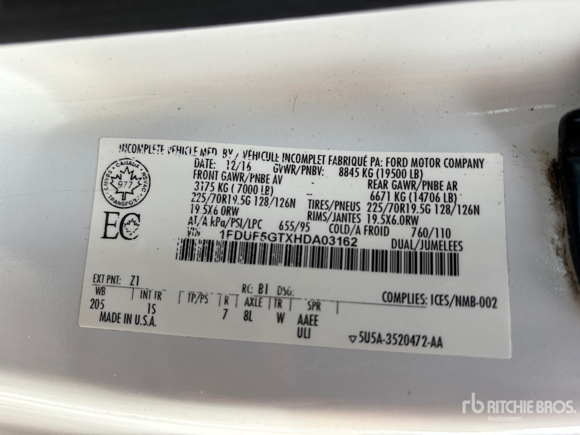 General Appearance with Serial Number / VIN