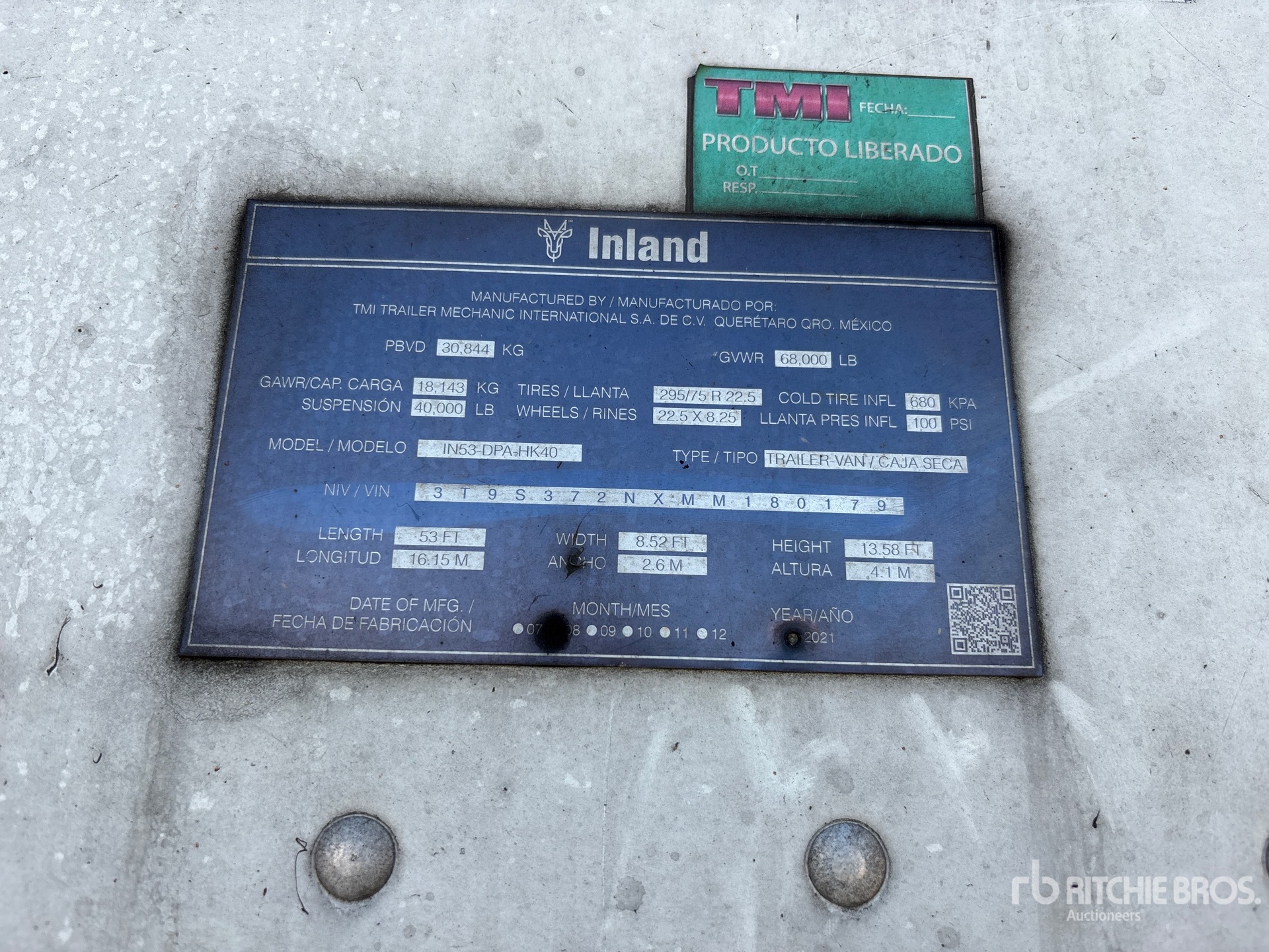 General Appearance with Serial Number / VIN