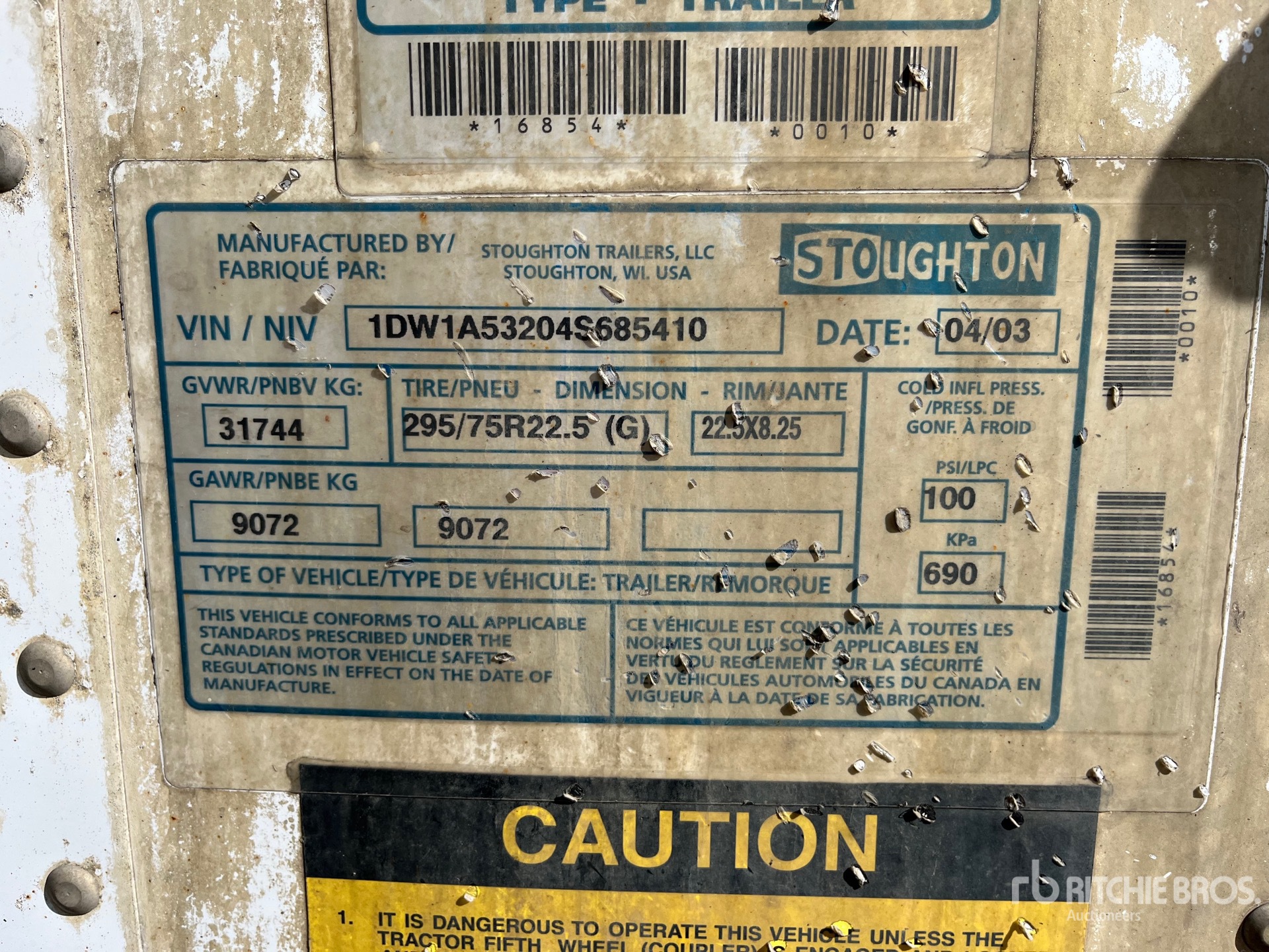 General Appearance with Serial Number / VIN