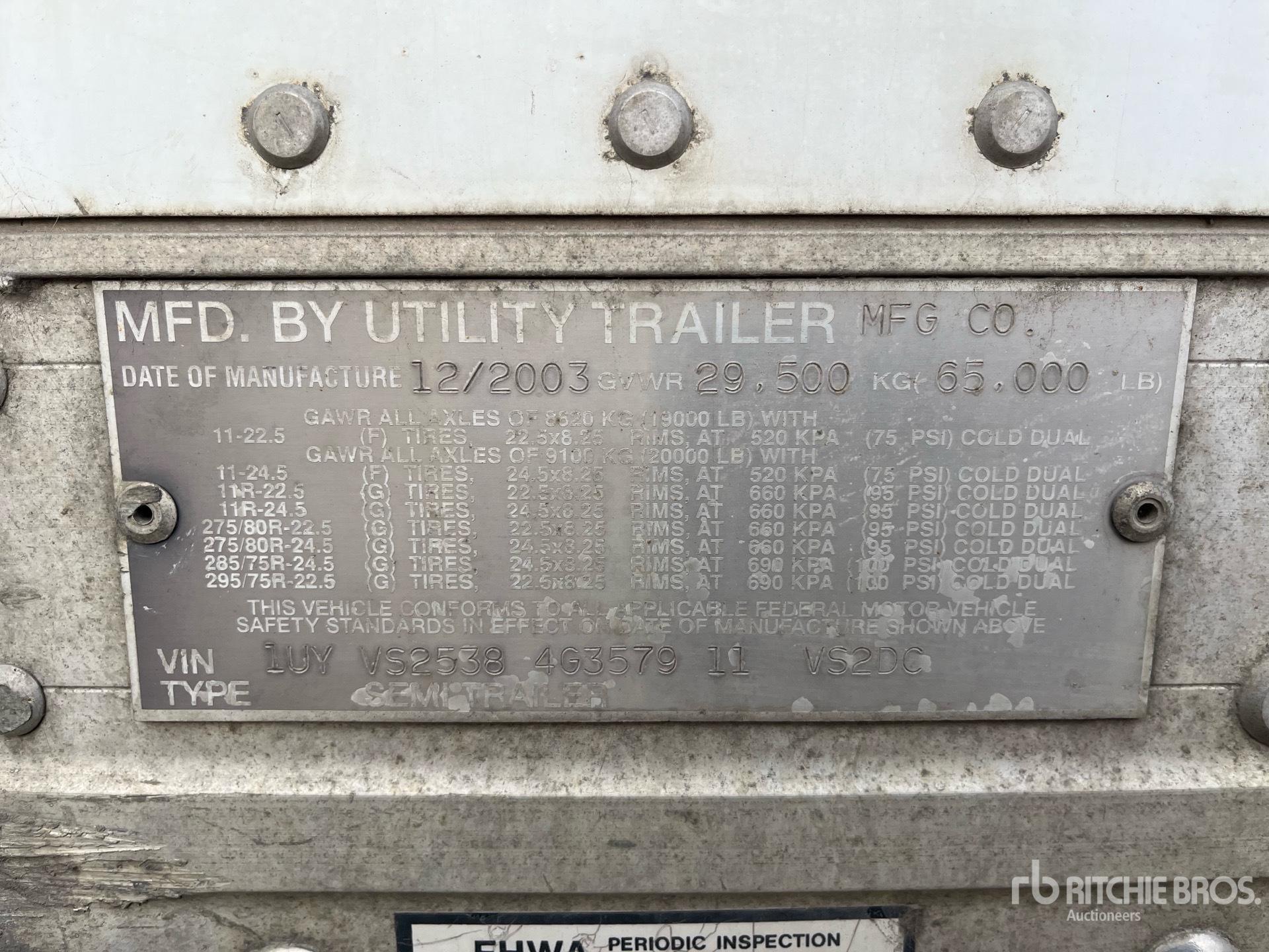 General Appearance with Serial Number / VIN
