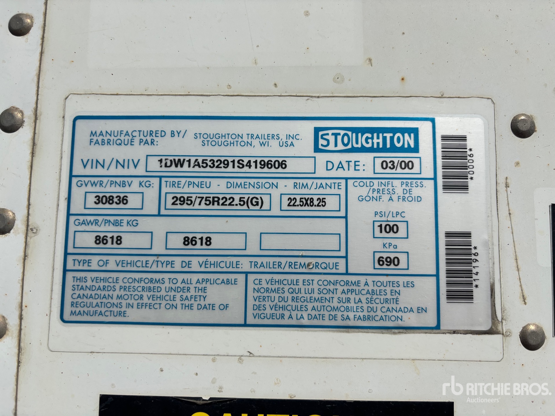 General Appearance with Serial Number / VIN