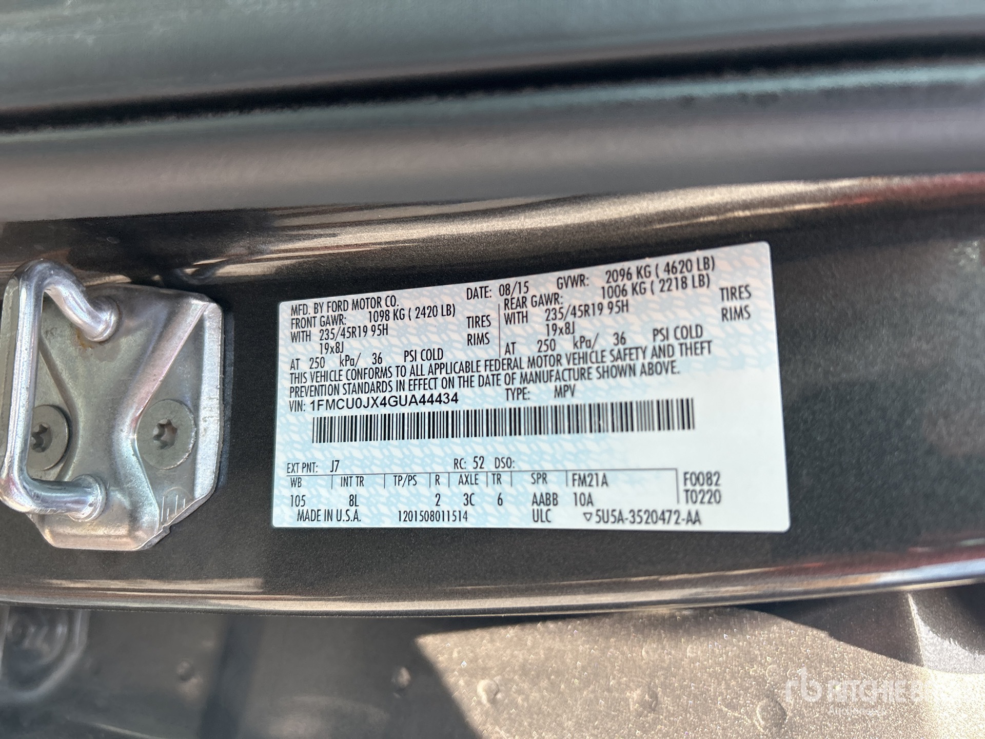General Appearance with Serial Number / VIN