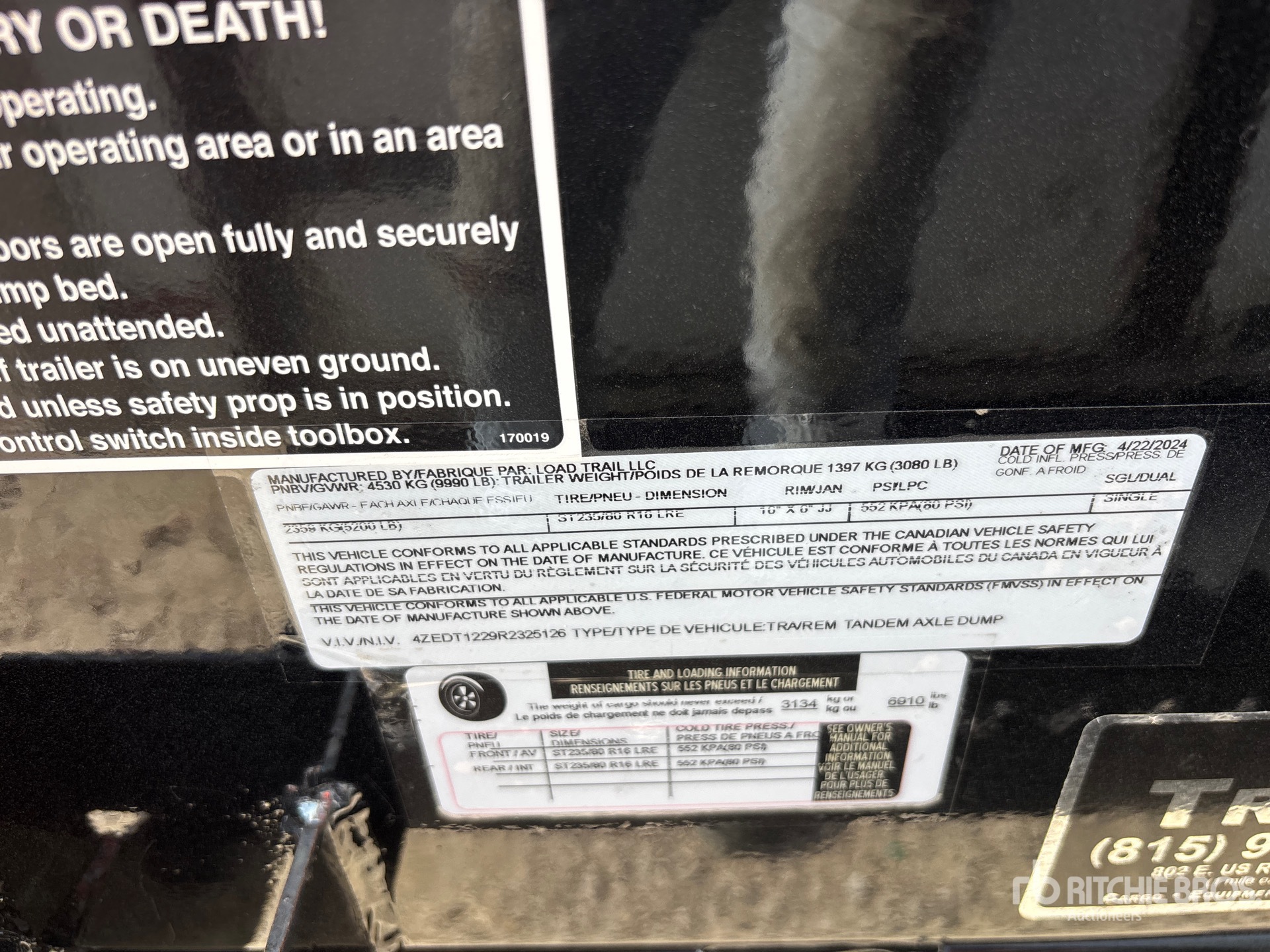 General Appearance with Serial Number / VIN