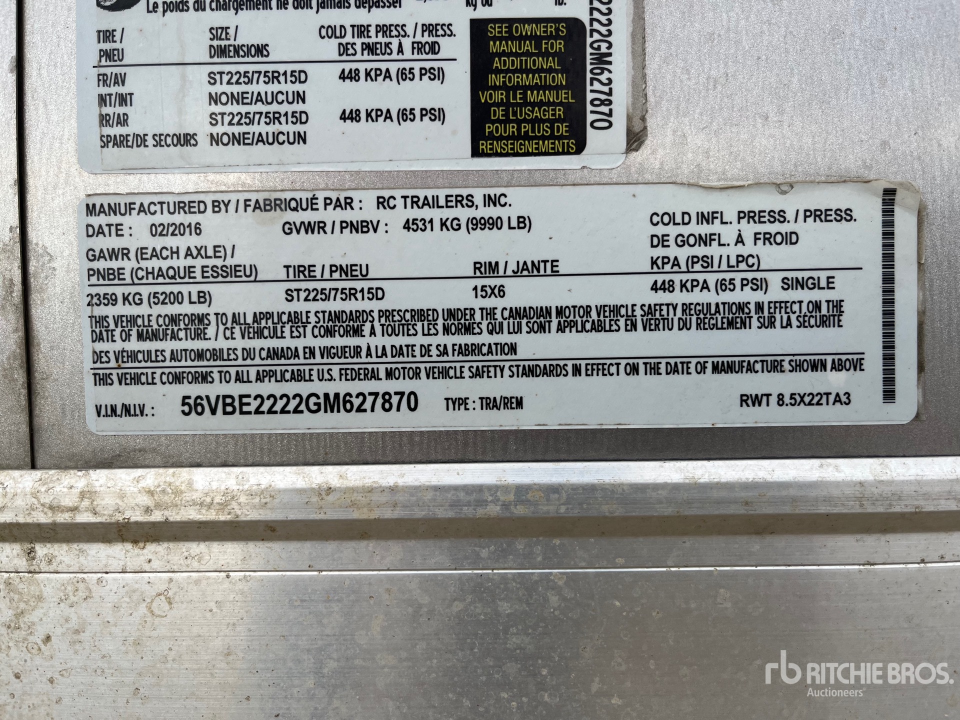 General Appearance with Serial Number / VIN