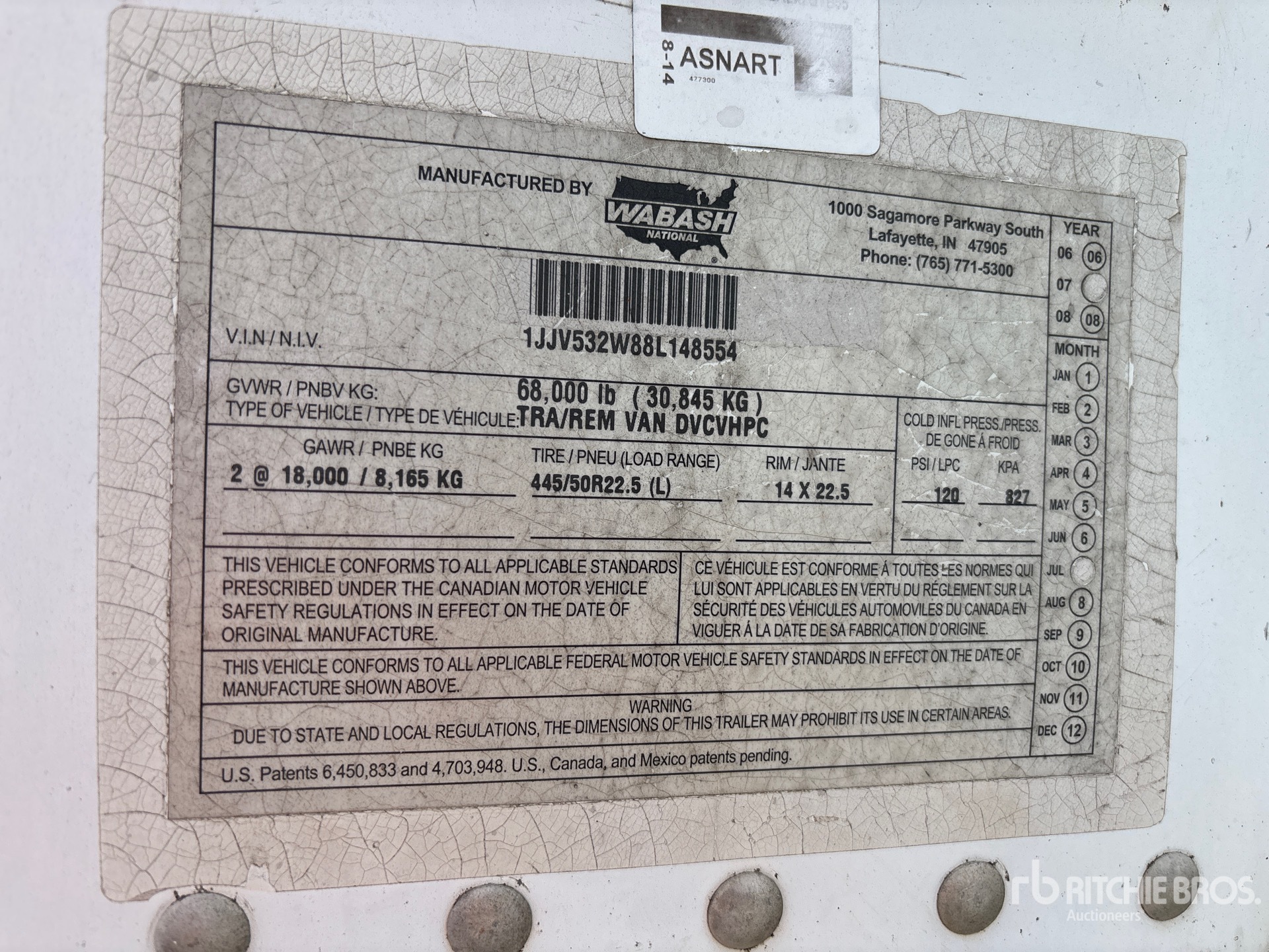 General Appearance with Serial Number / VIN