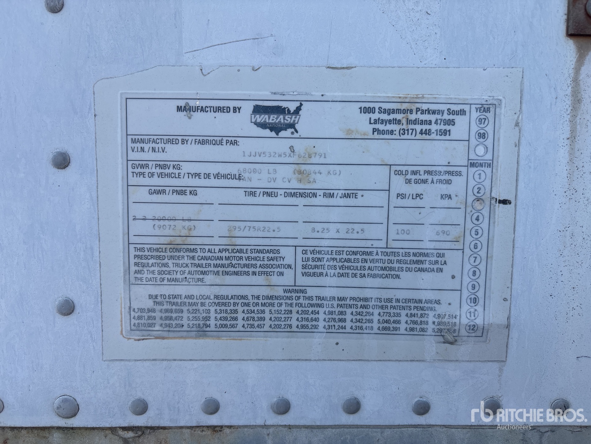 General Appearance with Serial Number / VIN