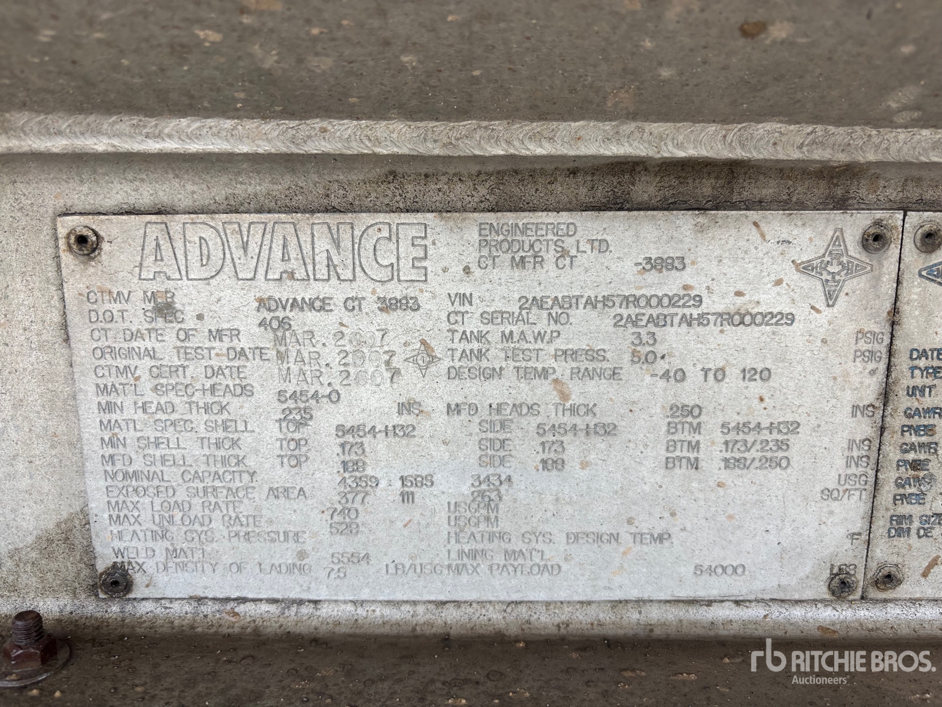 General Appearance with Serial Number / VIN