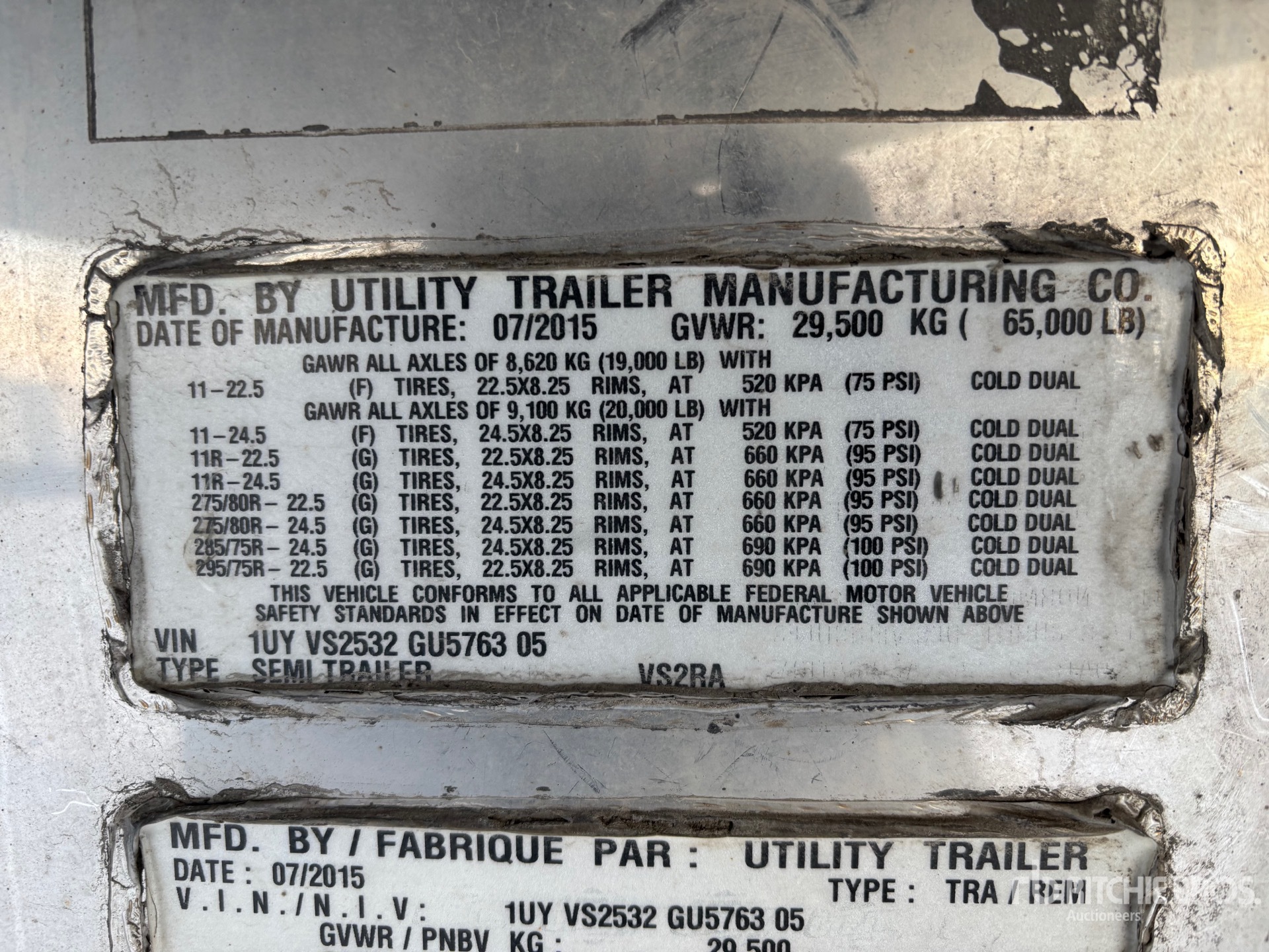 General Appearance with Serial Number / VIN