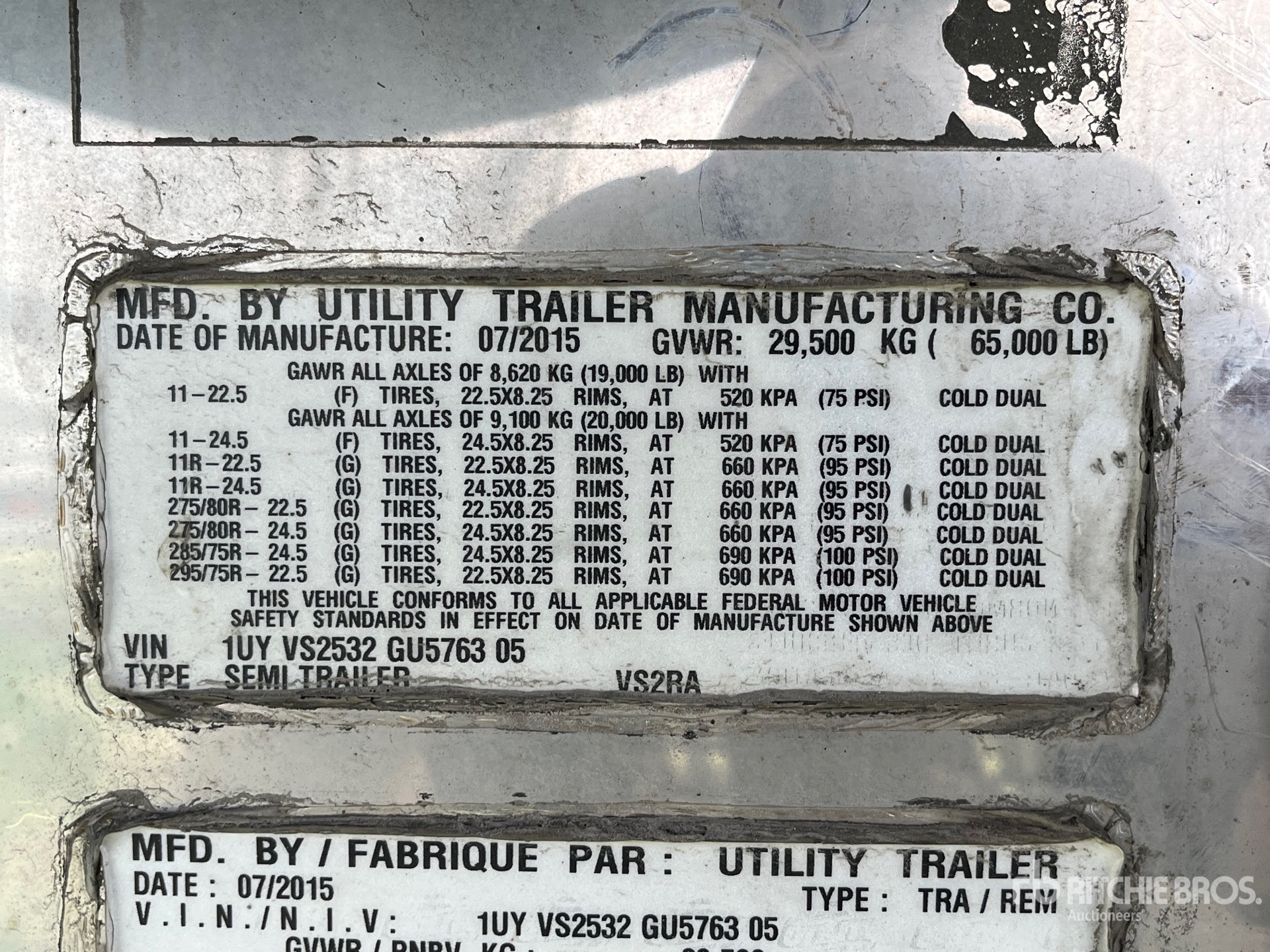 General Appearance with Serial Number / VIN