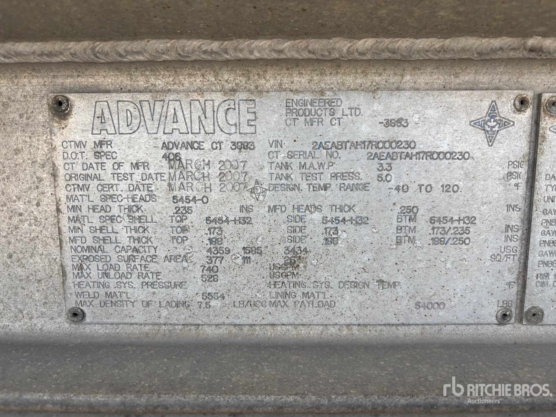 General Appearance with Serial Number / VIN