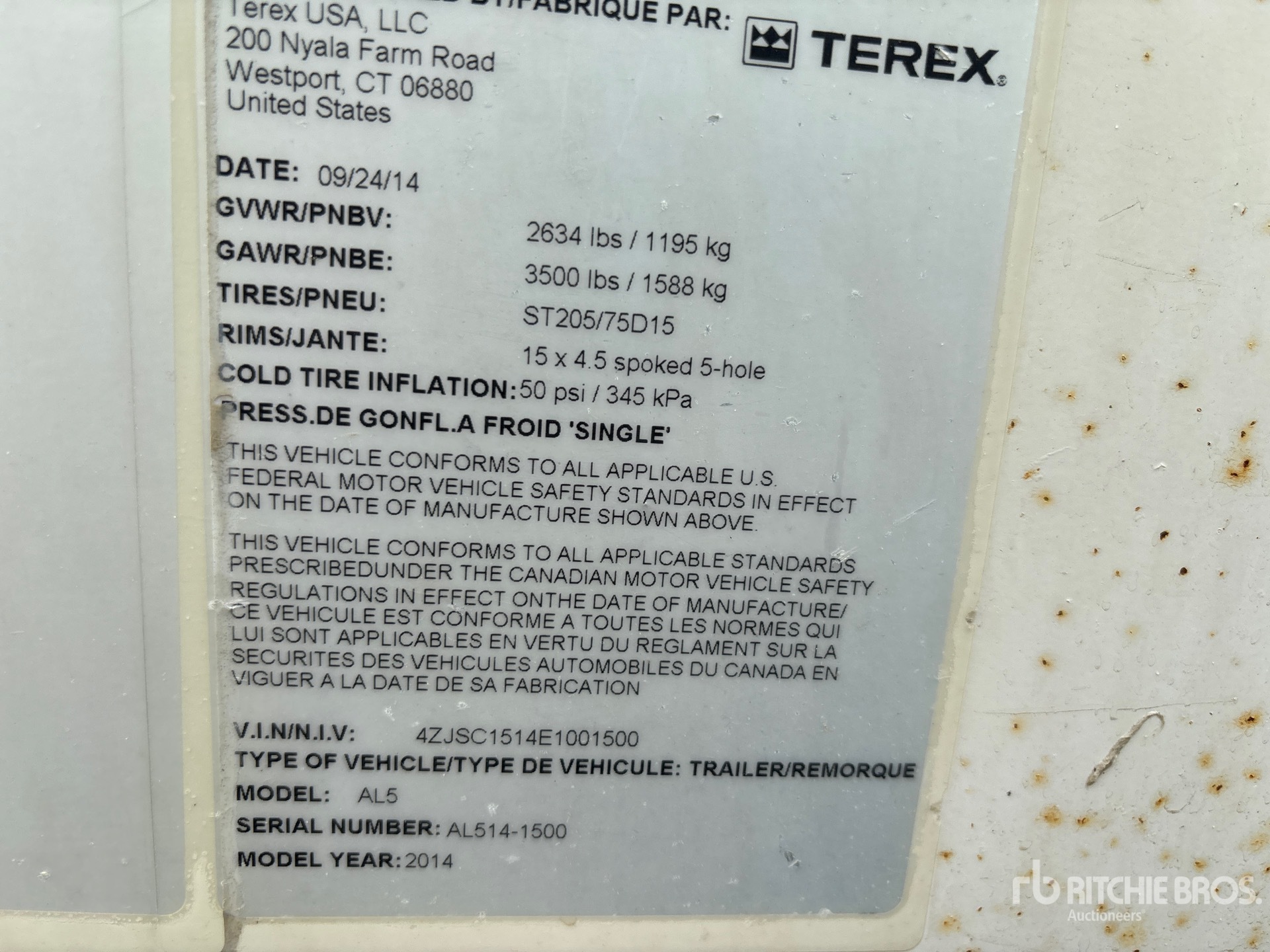 General Appearance with Serial Number / VIN