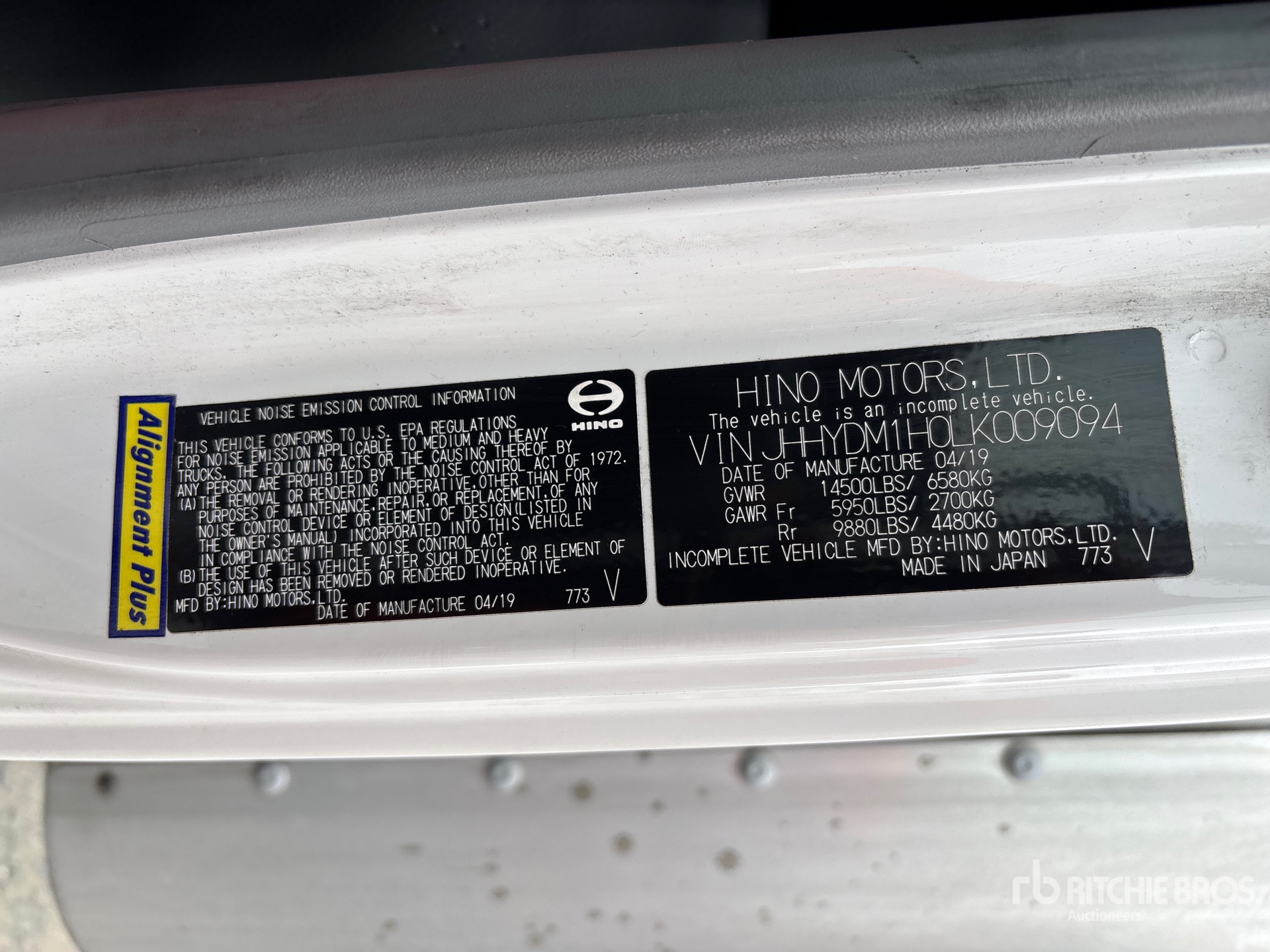 General Appearance with Serial Number / VIN