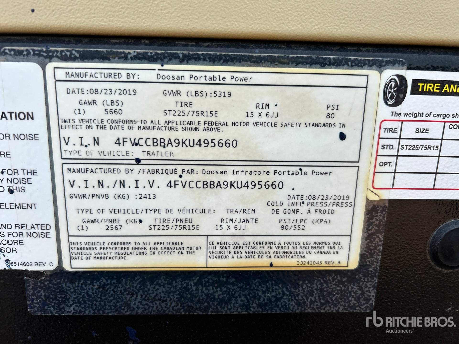General Appearance with Serial Number / VIN