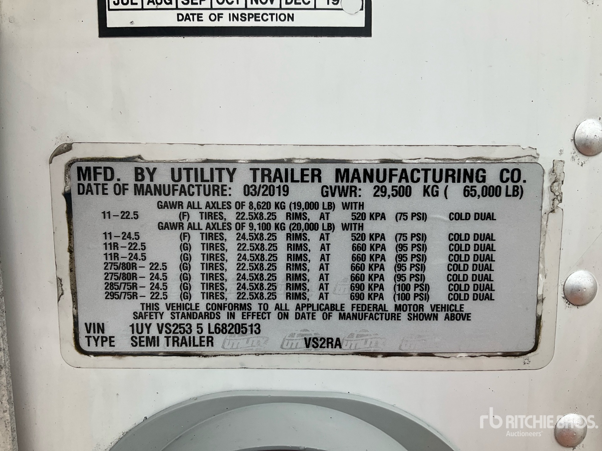 General Appearance with Serial Number / VIN